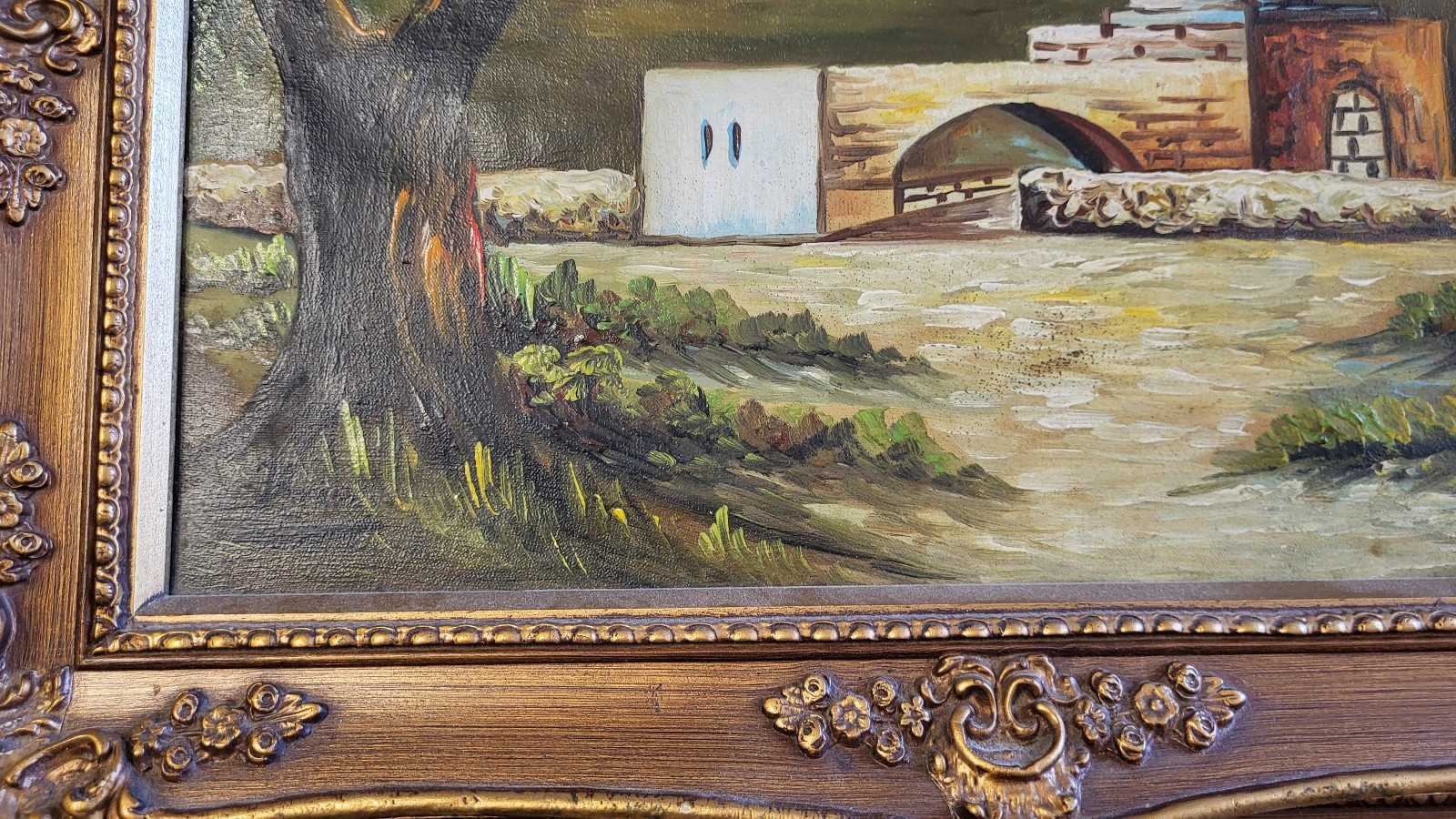 Vintage Tomb Of Rachel Oil Painting In Wood Frame Kever Rochel 16×20