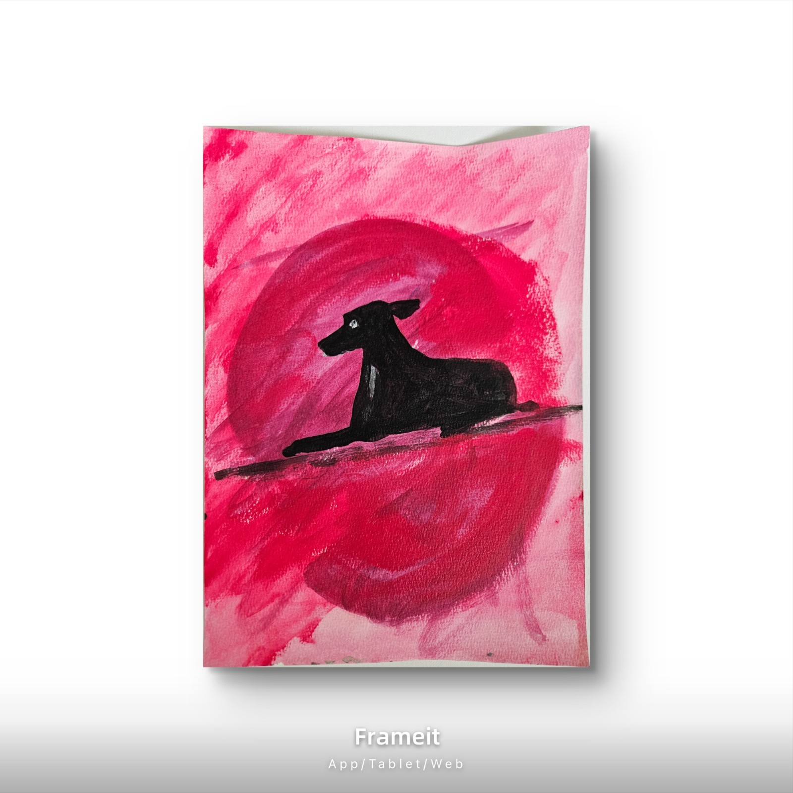 Dog Logo Abstract Acrylic Painting On Paper 9×12