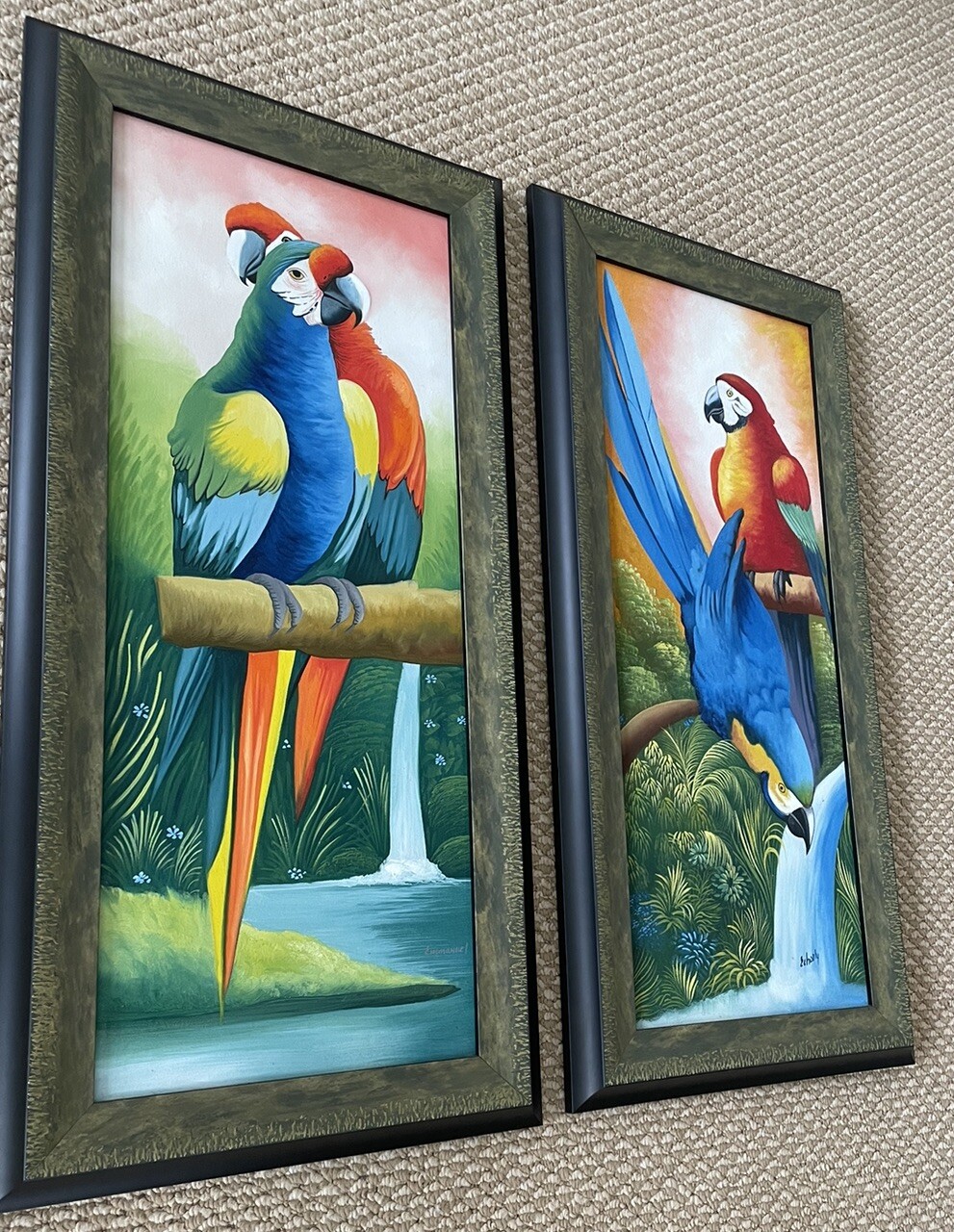 Painting On Canvases Two (2) Handpainted Not A Reprint. Tropical Exotic