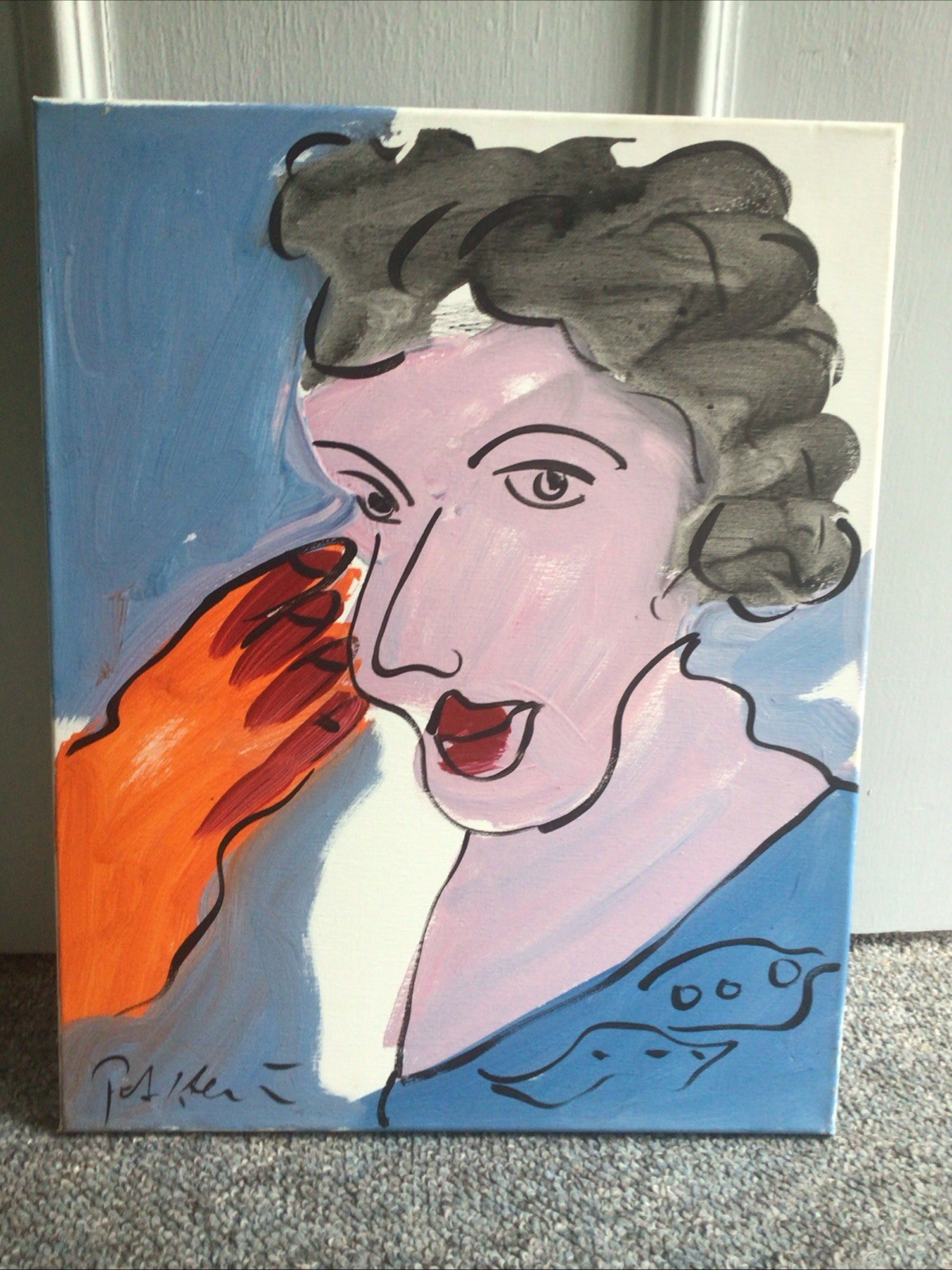Peter Keil – Signed Original Oil On Canvas Painting – Woman With Red Clove