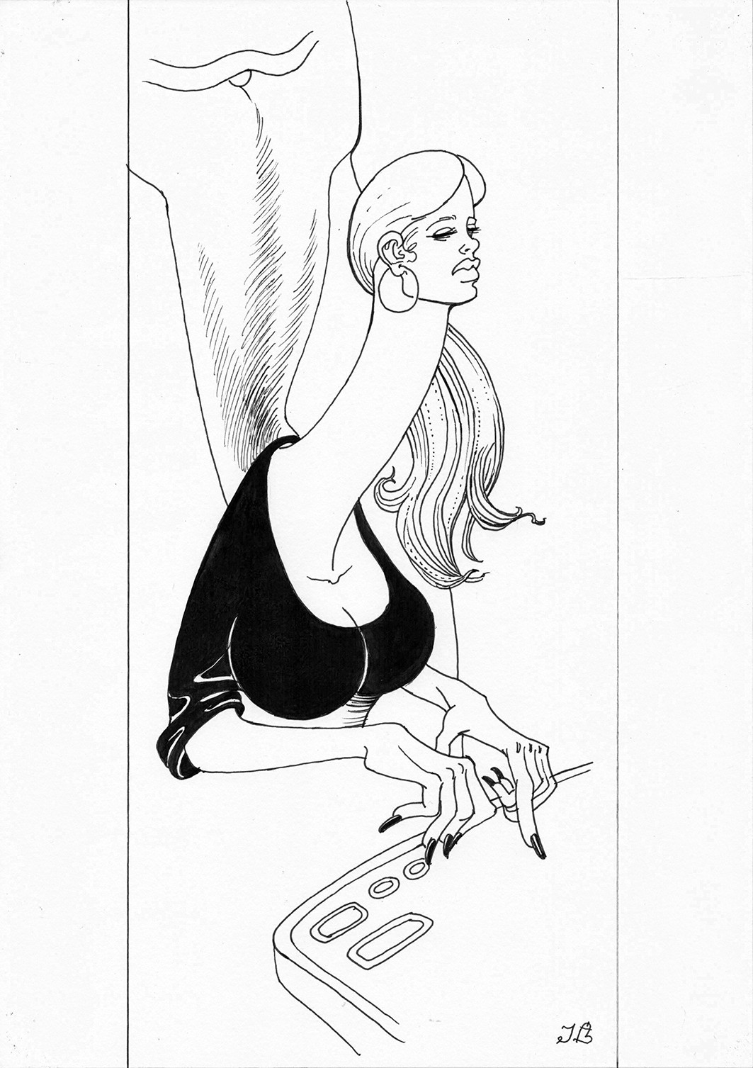 Gay Art original painting «Secretary»(parody, humor ) 16,5 * 11,6 in. erotica