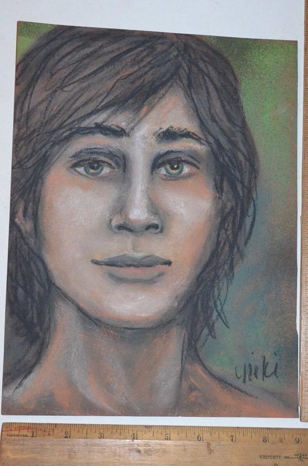 Original Art chalk Pastel Portrait 9 x 12 inches