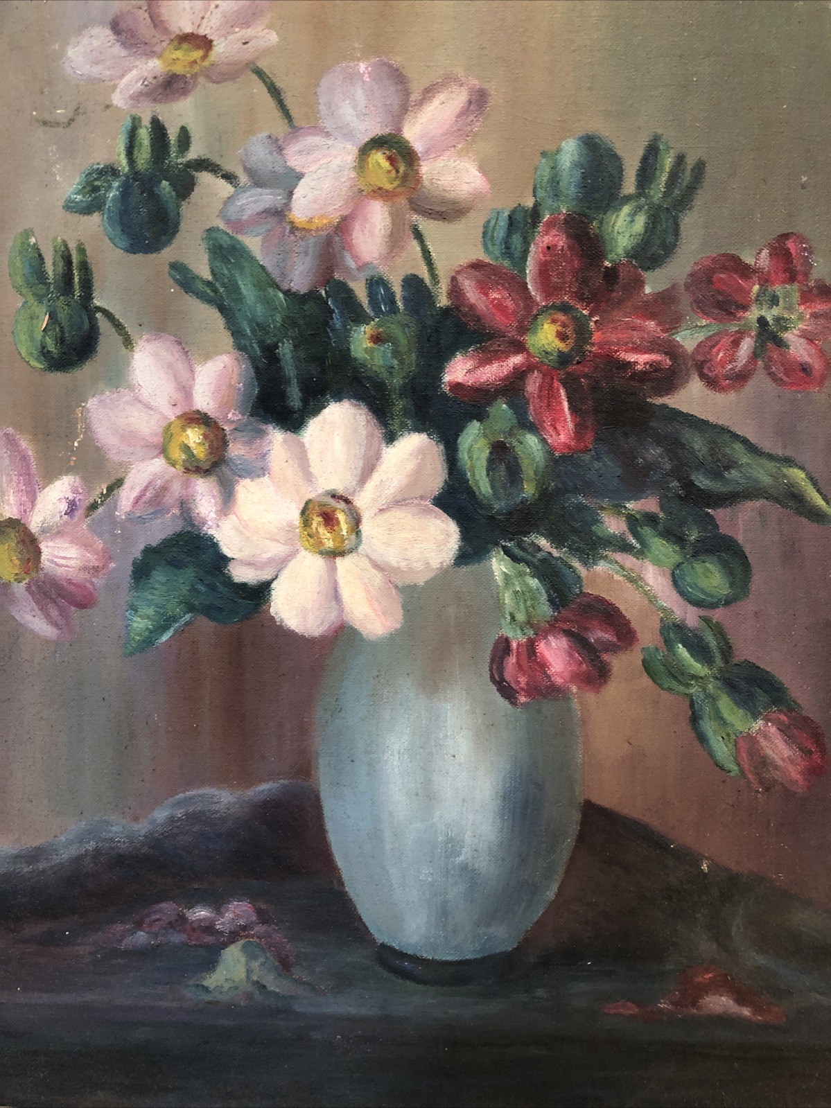 Vintage Original Oil Painting of Flowers in a Vase C.1930’s 17.5 x 13.5”