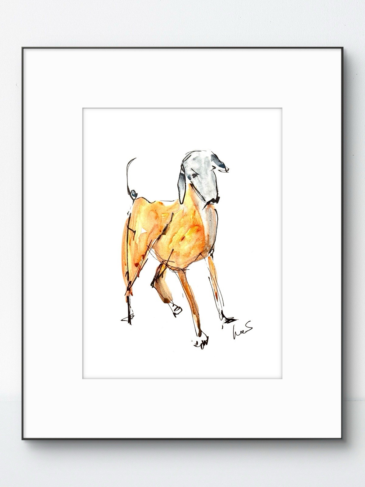 Original Abstract 9X12 Dog Paper Ink Expressionism Handmade Signed Wall Art 23
