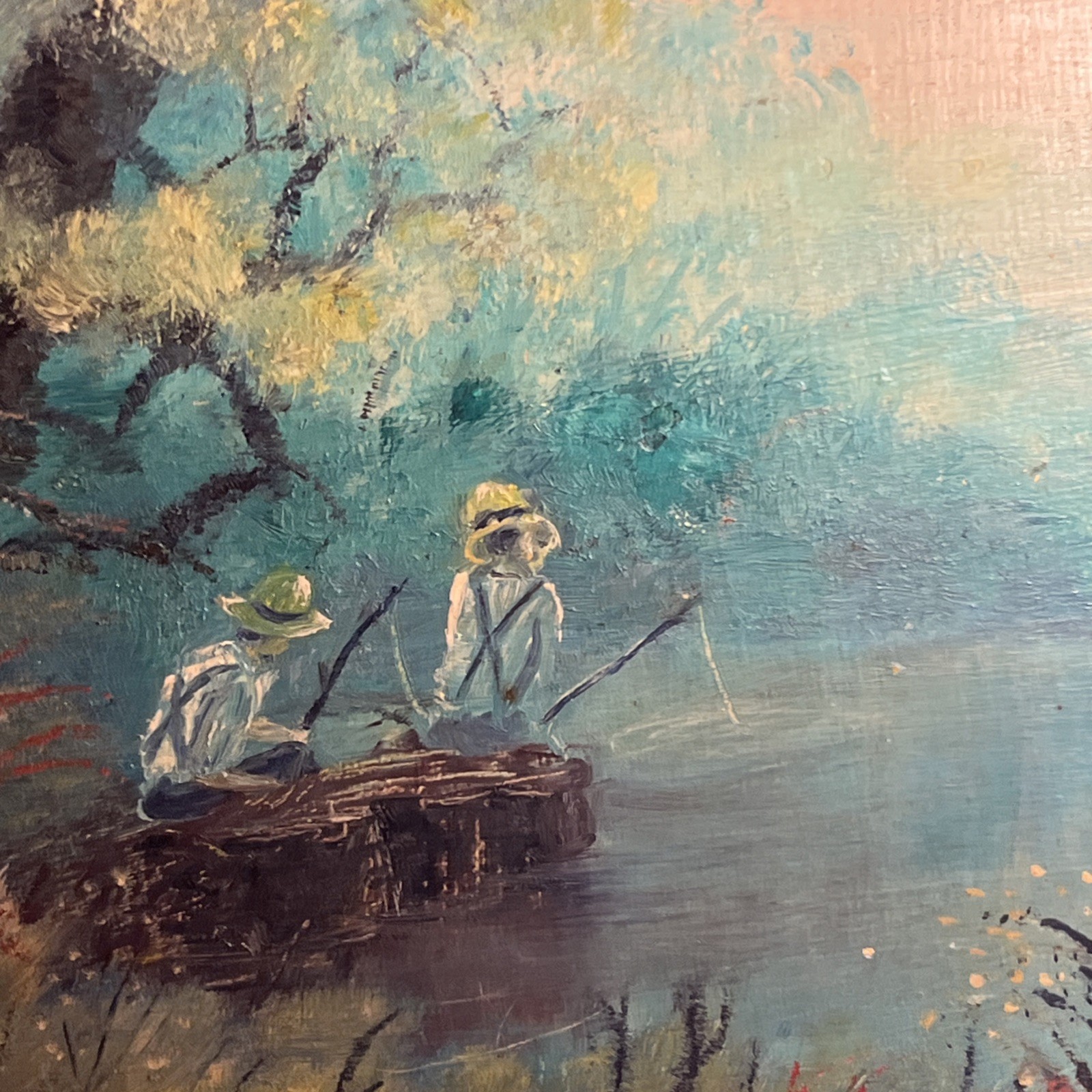 Vintage MCM Impressionist Oil Painting “Peace Like A River” Signed D Burris