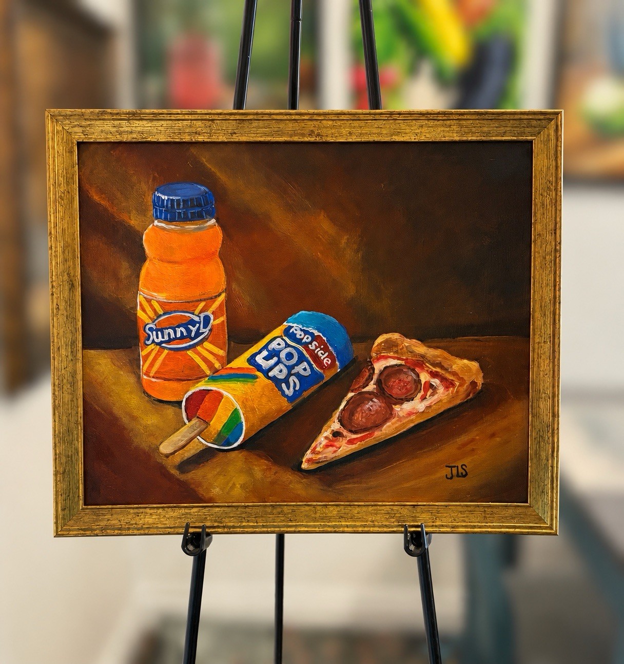 SunnyD Pizza Popsicle Original Nostalgic Still Life Painting Framed 14×11