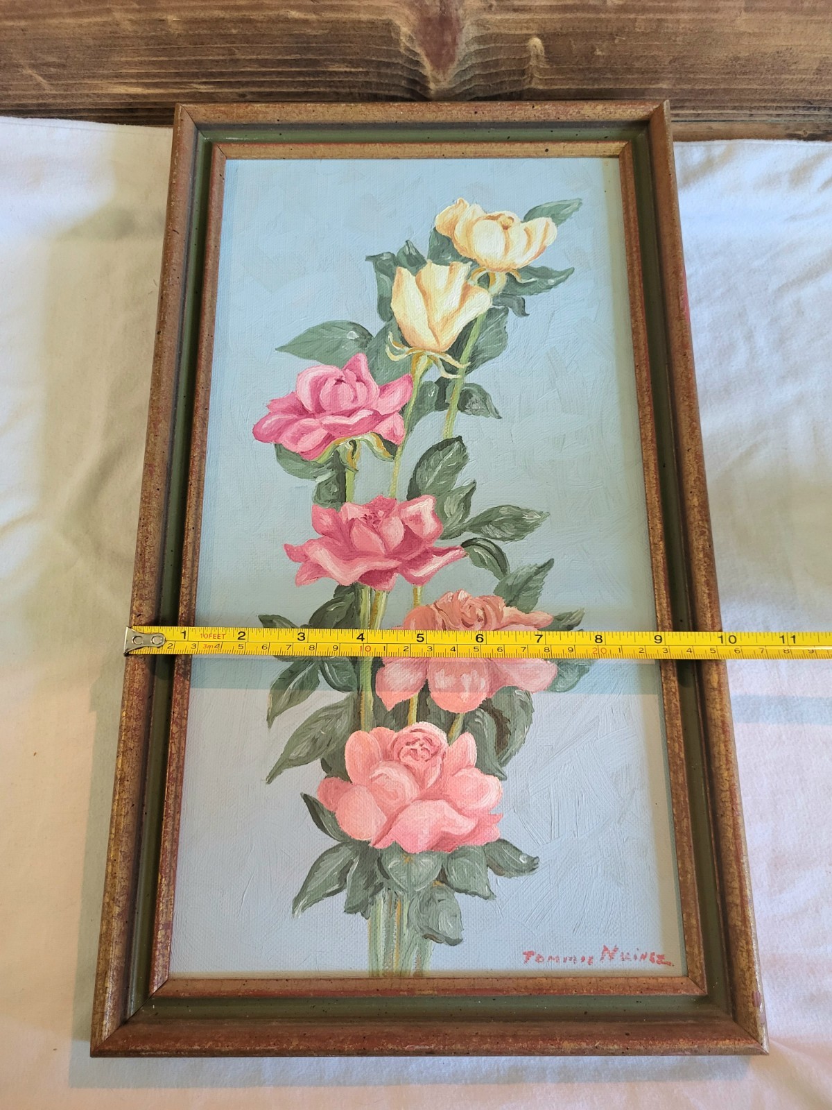 Vintage Framed Floral Painting Signed 17×10