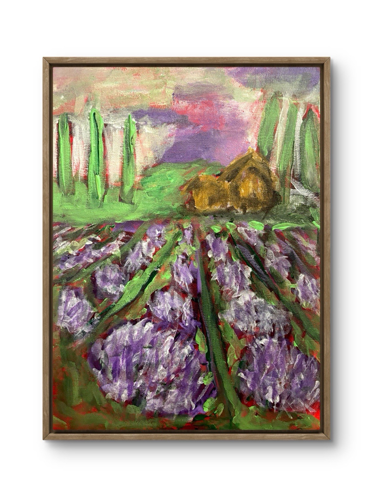 Lavender Field UNFRAMED Abstract on Сanvas wall-art signed 11×14 Brand New