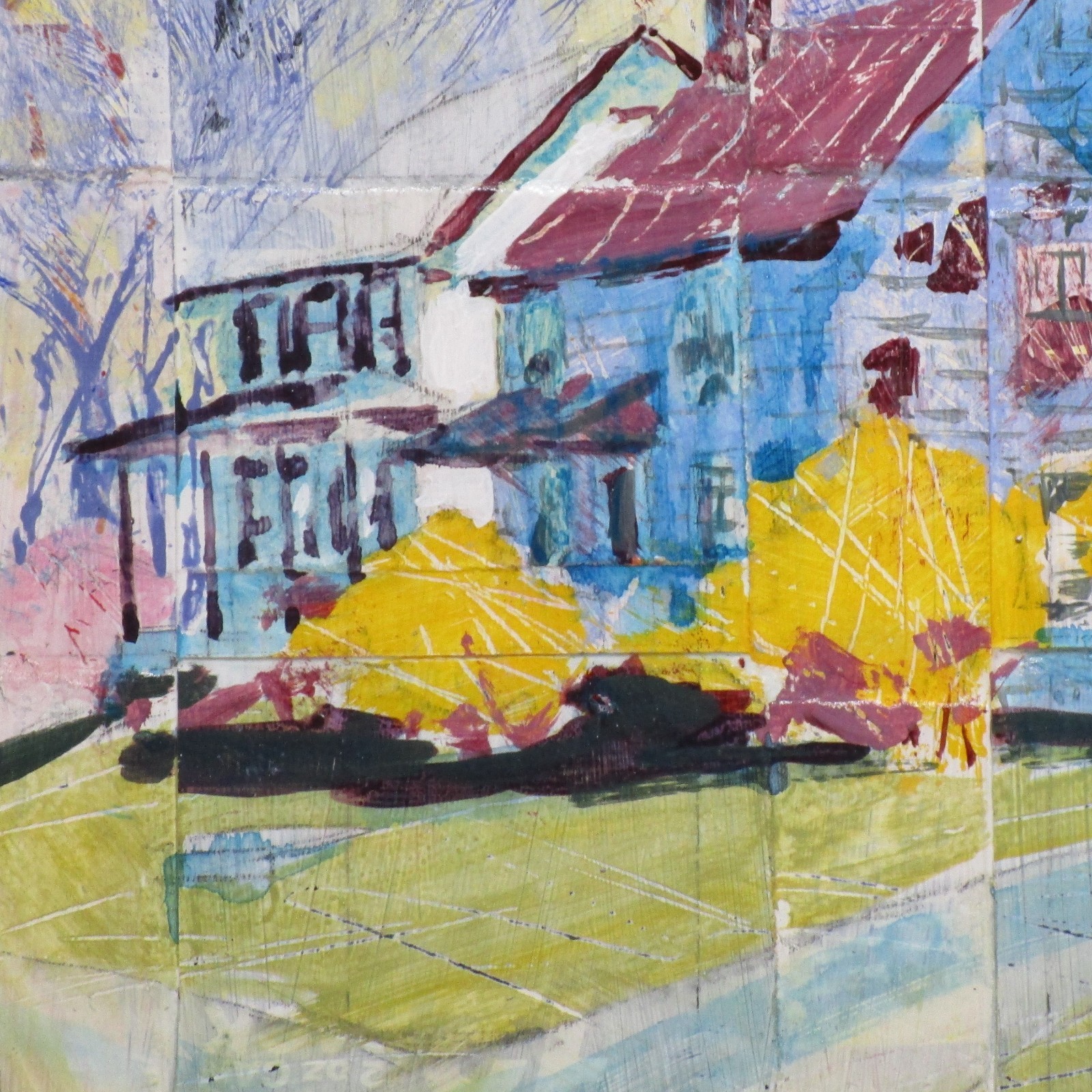 Lerew OOAK contemporary original semi abstract landscape painting signed COA