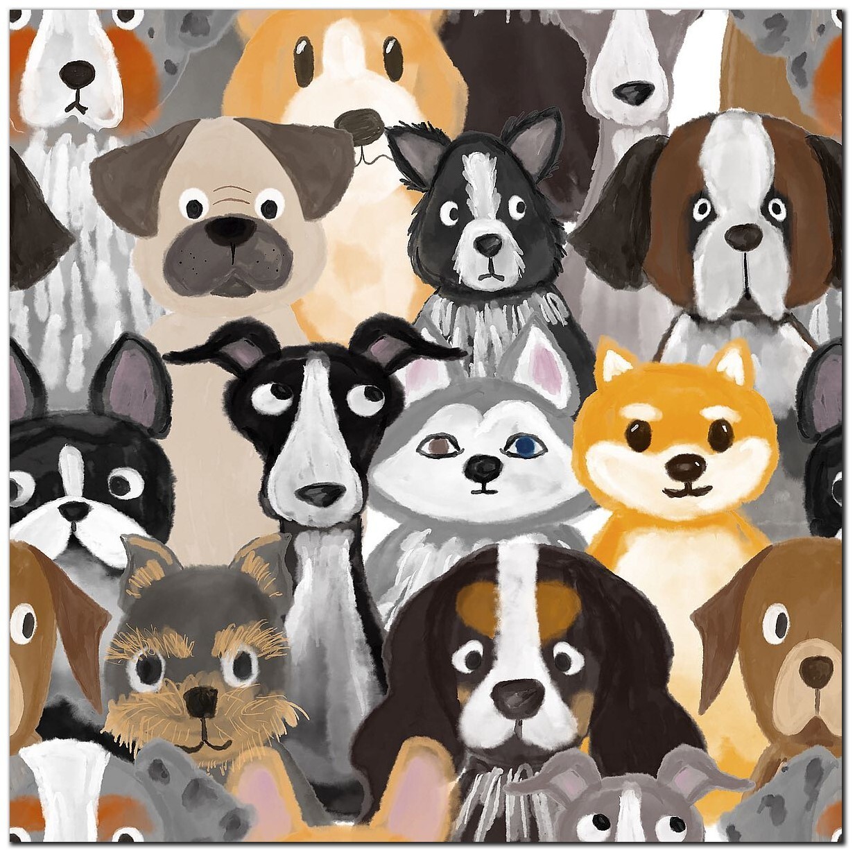 All My Dogs by Madelen Klingeroth Gallery-Wrap Canvas Giclee Art (30 in x 30 in)