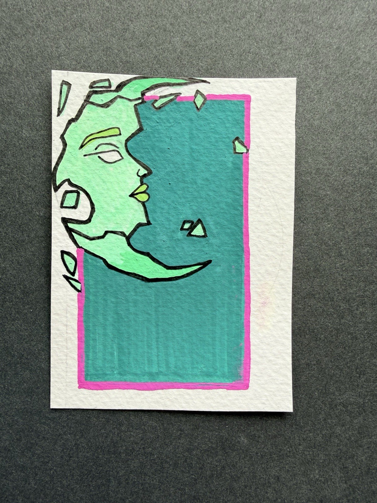 ACEO Original Abstract MOON PHASE SERIES by Veronica Lee/ beks_and _lo