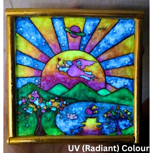 PETER MAX Universal Harmony sign Art UV Radiant Acrylic Canvas Hand Paint Frame