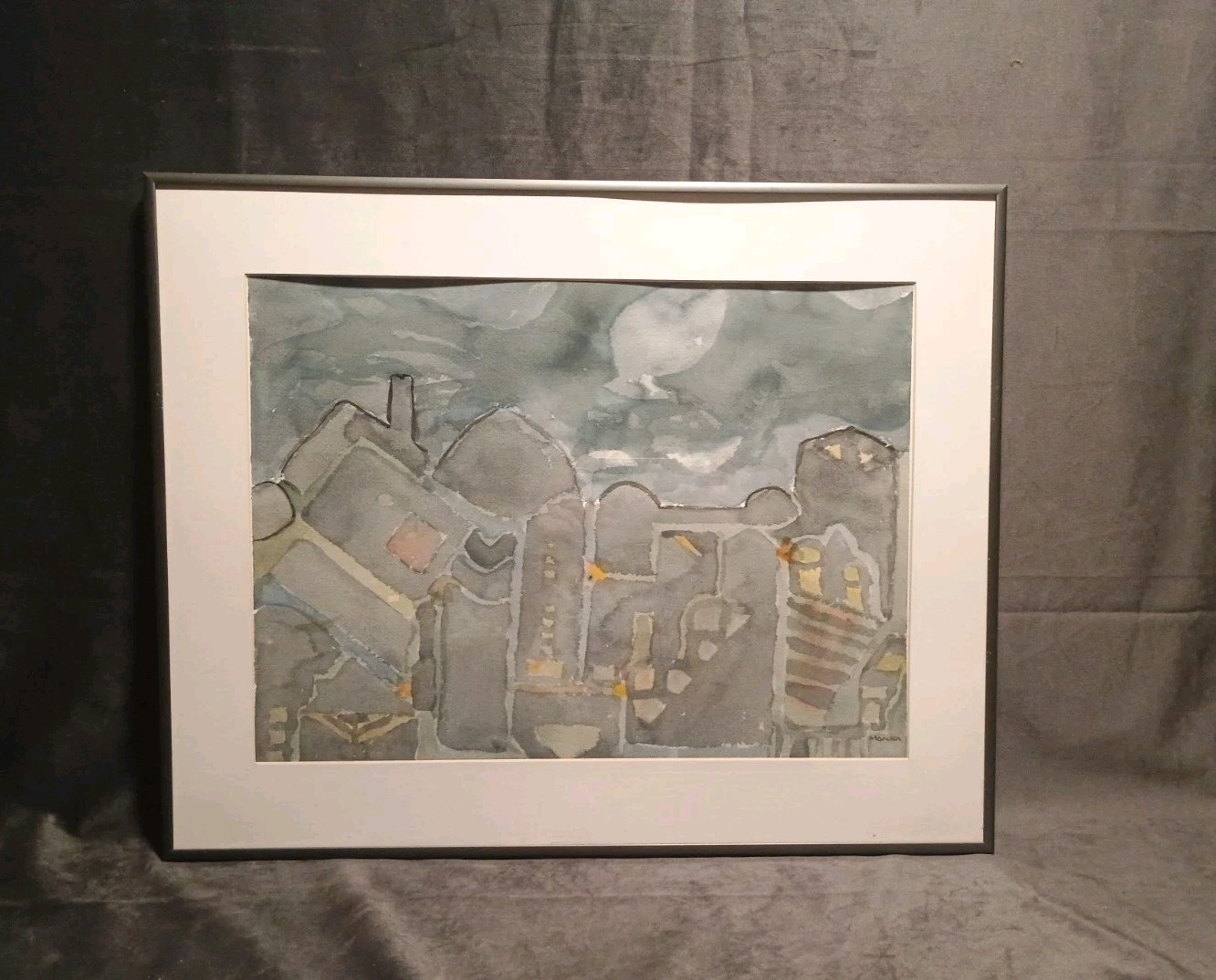 «Blackout» Framed/Matted/Signed Original Watercolor Landscape Herbert Mander