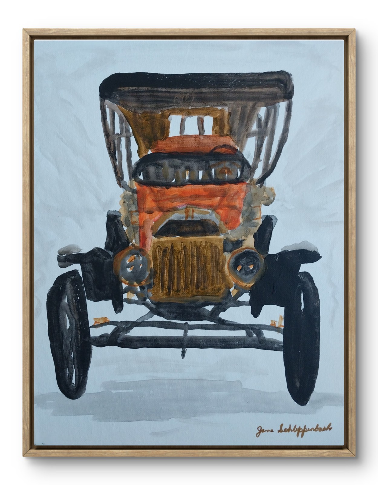 Modern Realistic Original 11×14 Signed Canvas Acrylic Model T Car BACH
