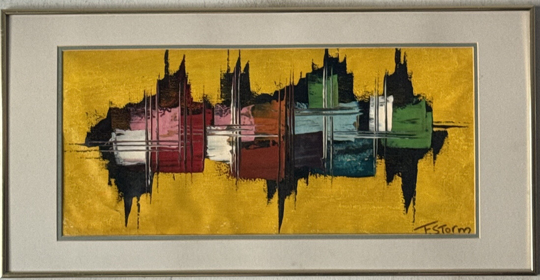 FRANS STORM VINTAGE MODERN ABSTRACT CUBIST OIL PAINTING OLD DUTCH MODERNISM ART