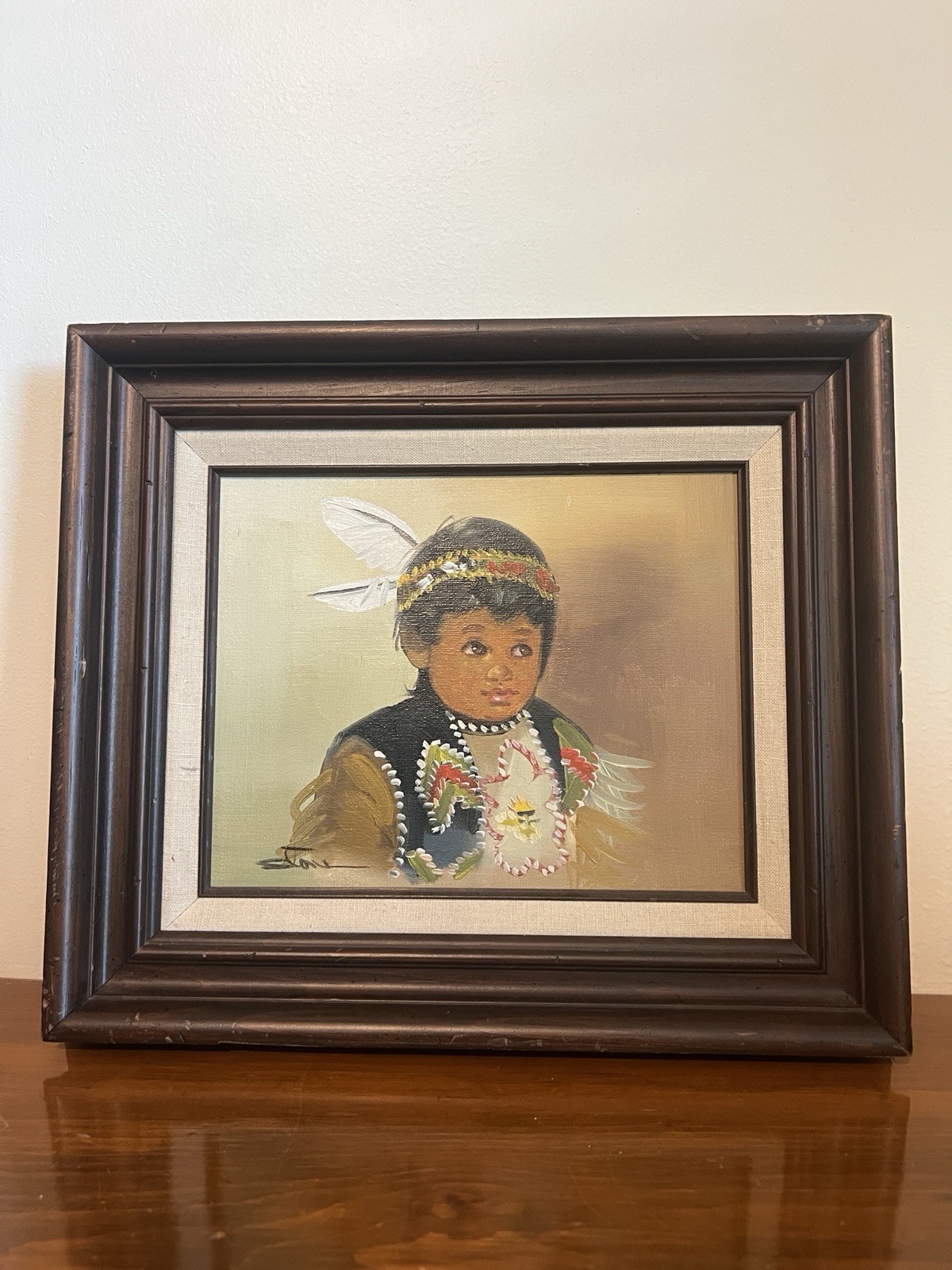 Original Oil Painting of Native American Child signed by artist Stone
