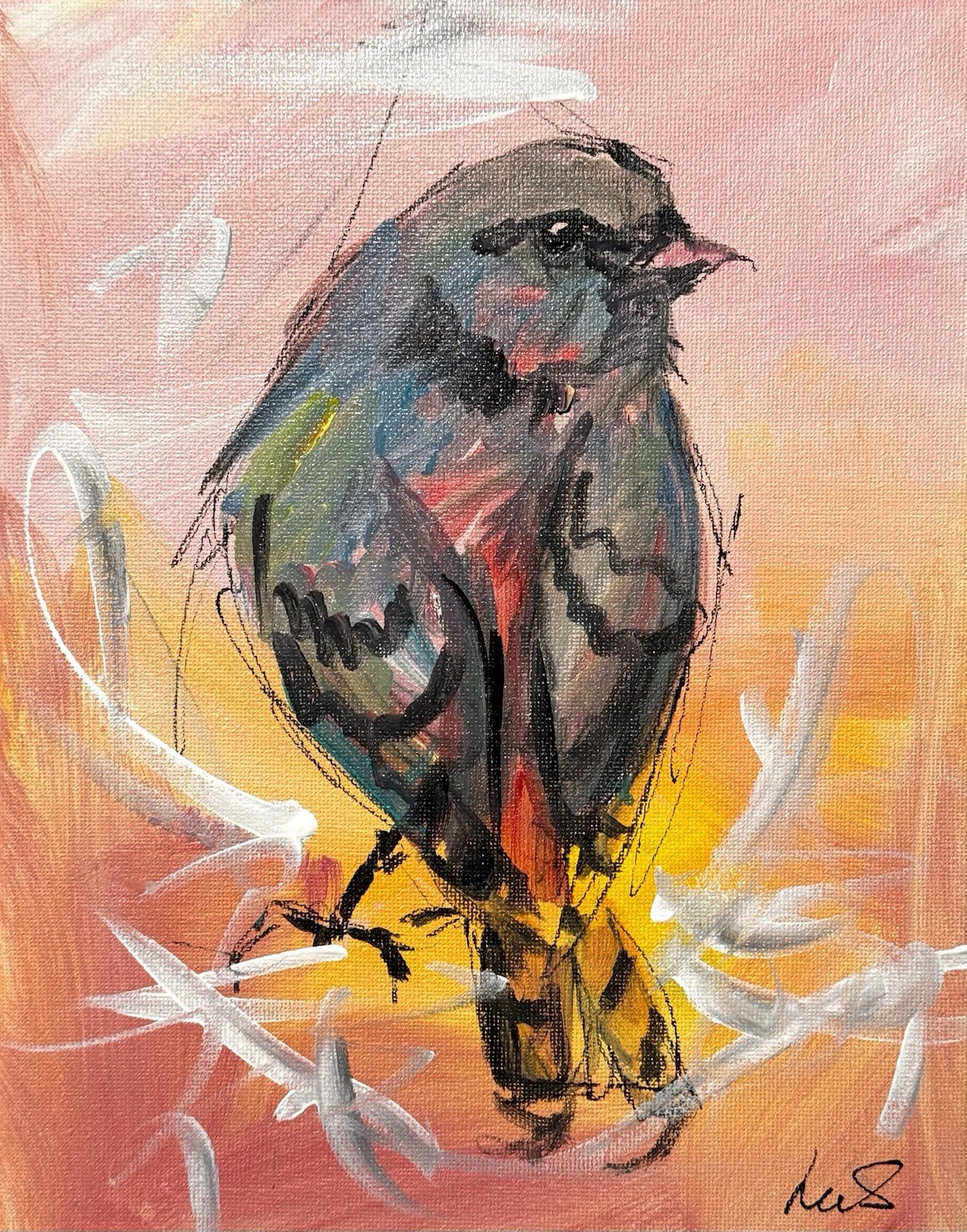 SAMATOWIC Original Abstract Bird Expressionism 8×10 Handmade Signed Fine Art 249
