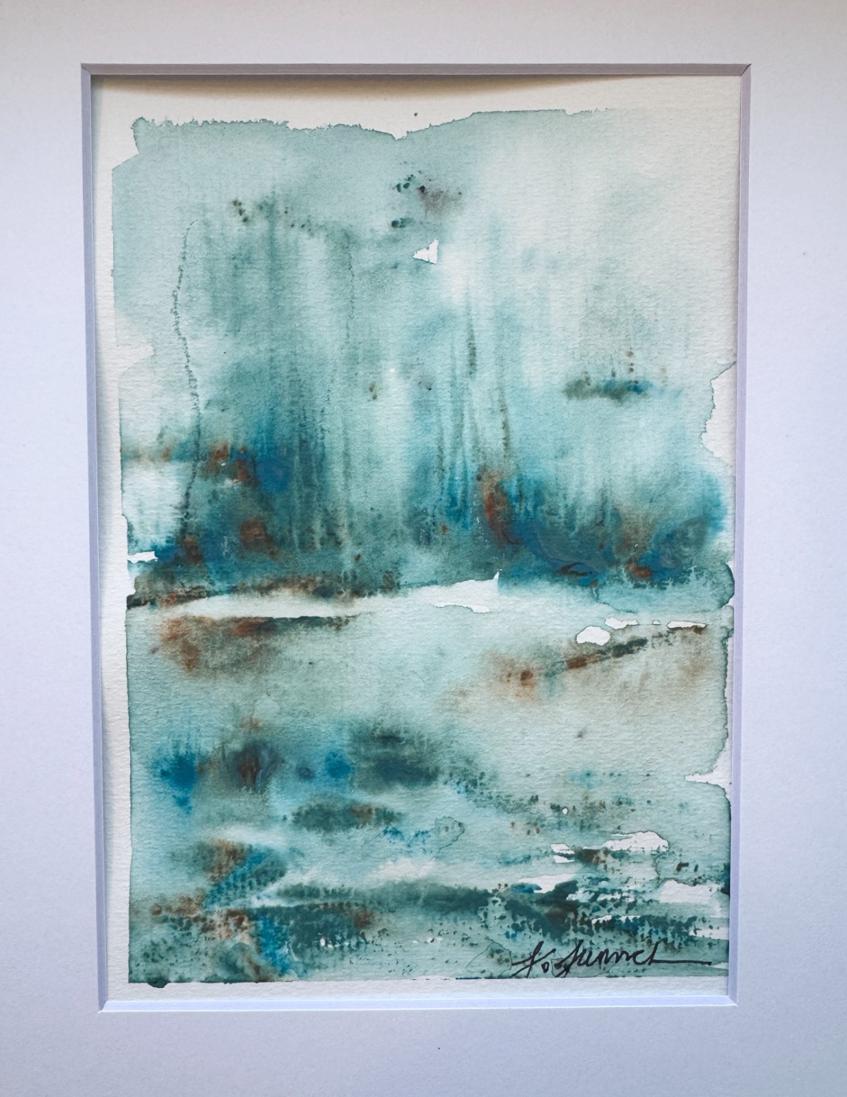 2 original paintings, abstract landscape series -signed and matted, 8×10, OOAK