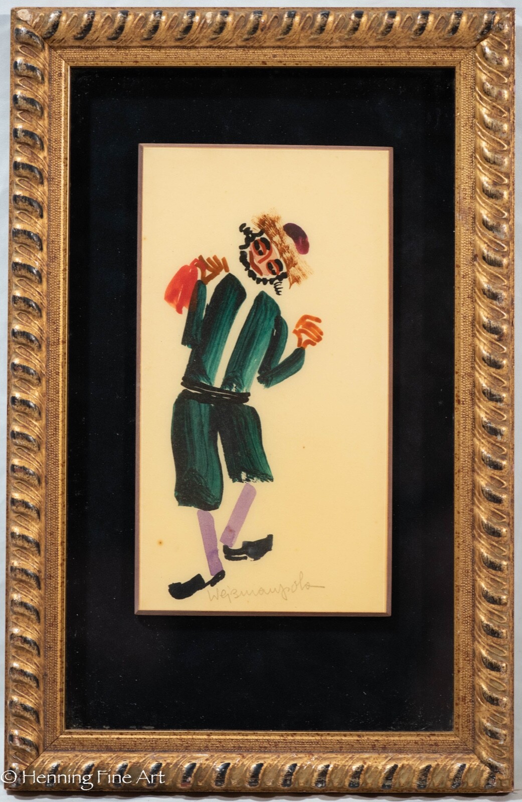 Beautiful Paula Weizman (Pola) Judaic Painting of Dancing Man, Signed!