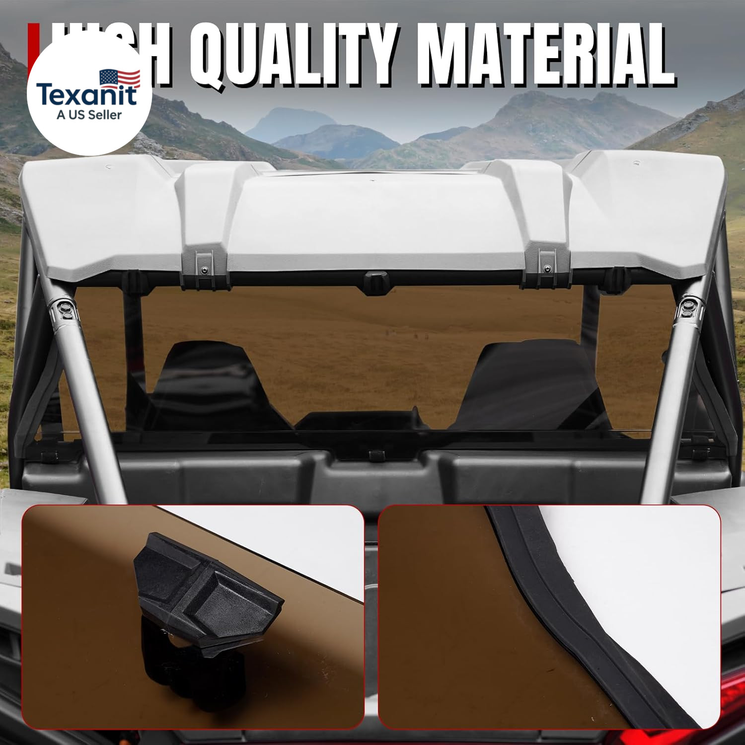 Tinted Rear Windshield for 2024 RZR XP 1000, Heavy-Duty Dark Hard-Coated Rear Wi