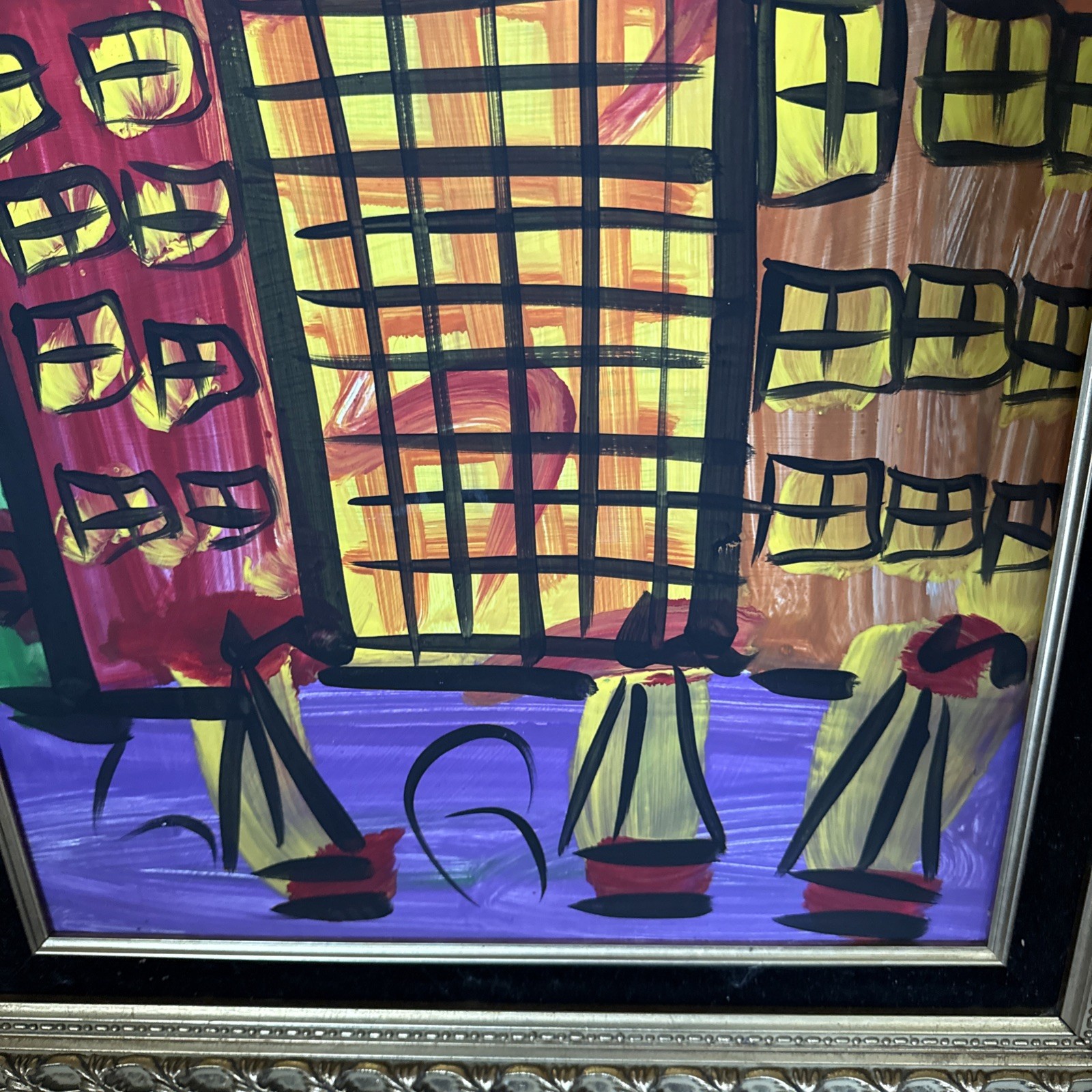 Peter Keil Abstract NYC Buildings Painting COA 26” X 22”