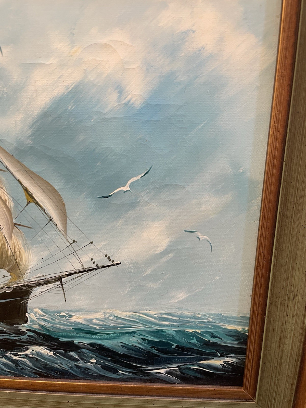 Original Rupert Hydan Maritime Nautical Sailing Ship Oil Painting Circa 1960s
