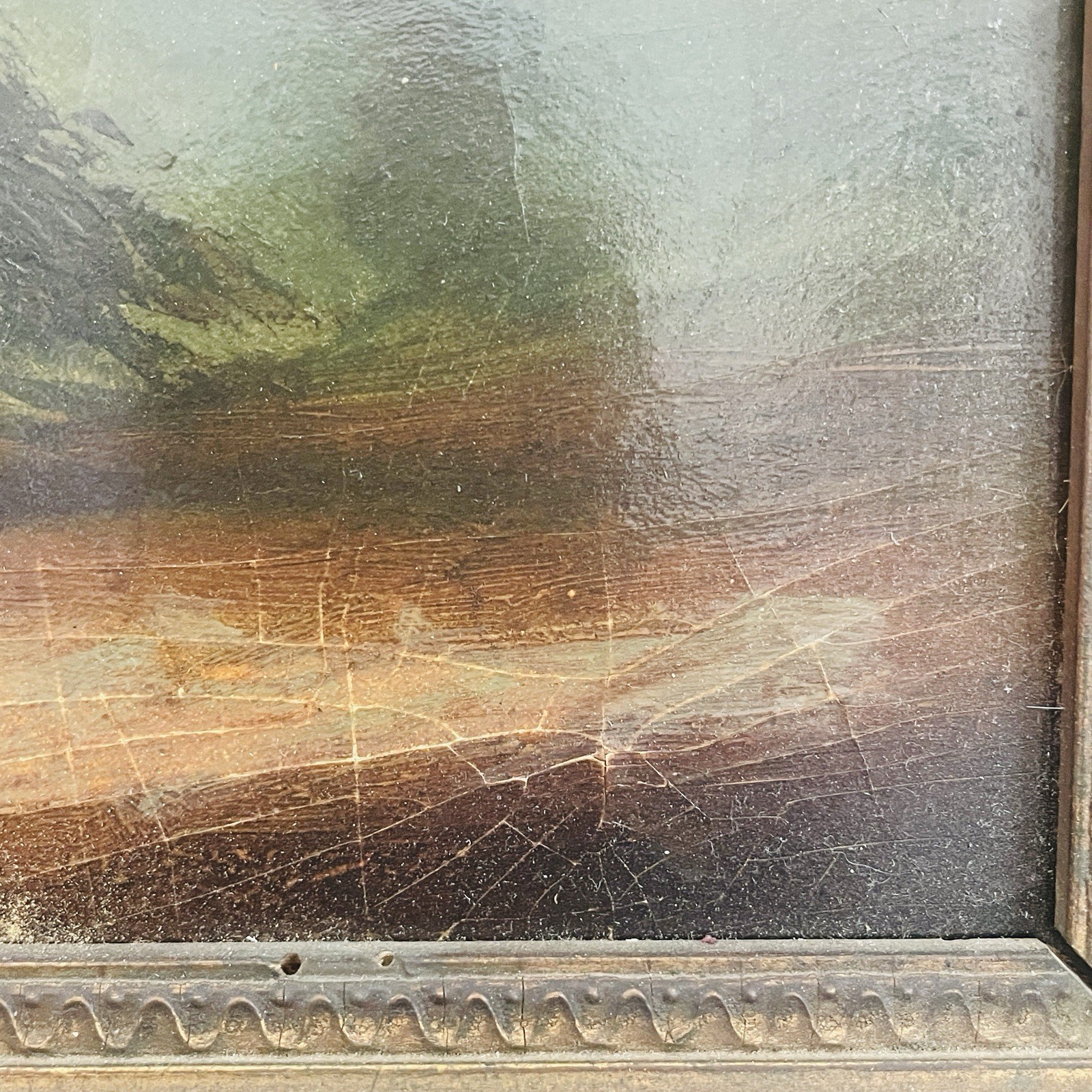 Antique 19th Century Oil Painting French School Equestrian Wood Frame~18”x 14”