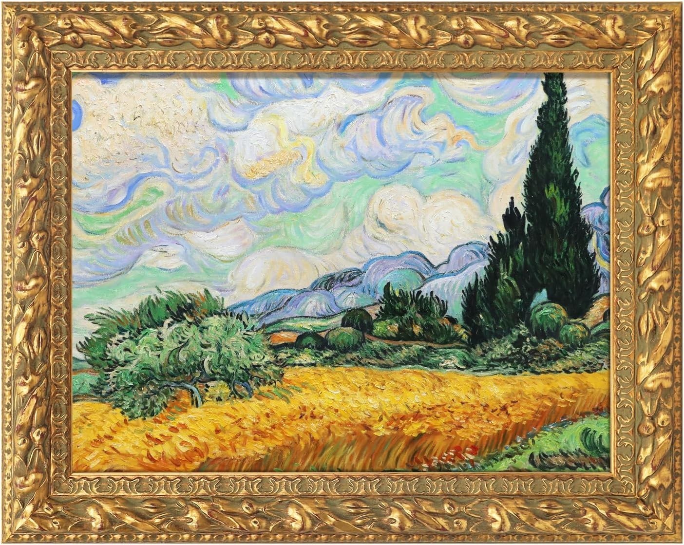 Solid Wood Ornate Canvas Frame for 12×16 Oil Painting Art Prints, Golden Fram…
