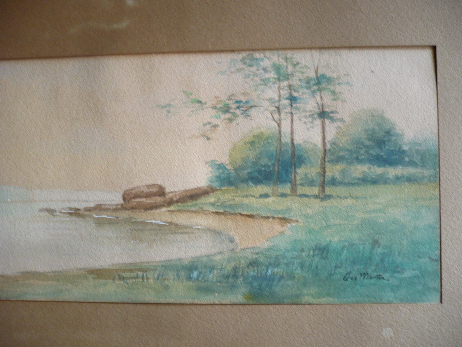 GEORGE MORTON, LISTED BRITISH ANTIQUE OLD WATERCOLOR LANDSCAPE 1900 era PAINTING