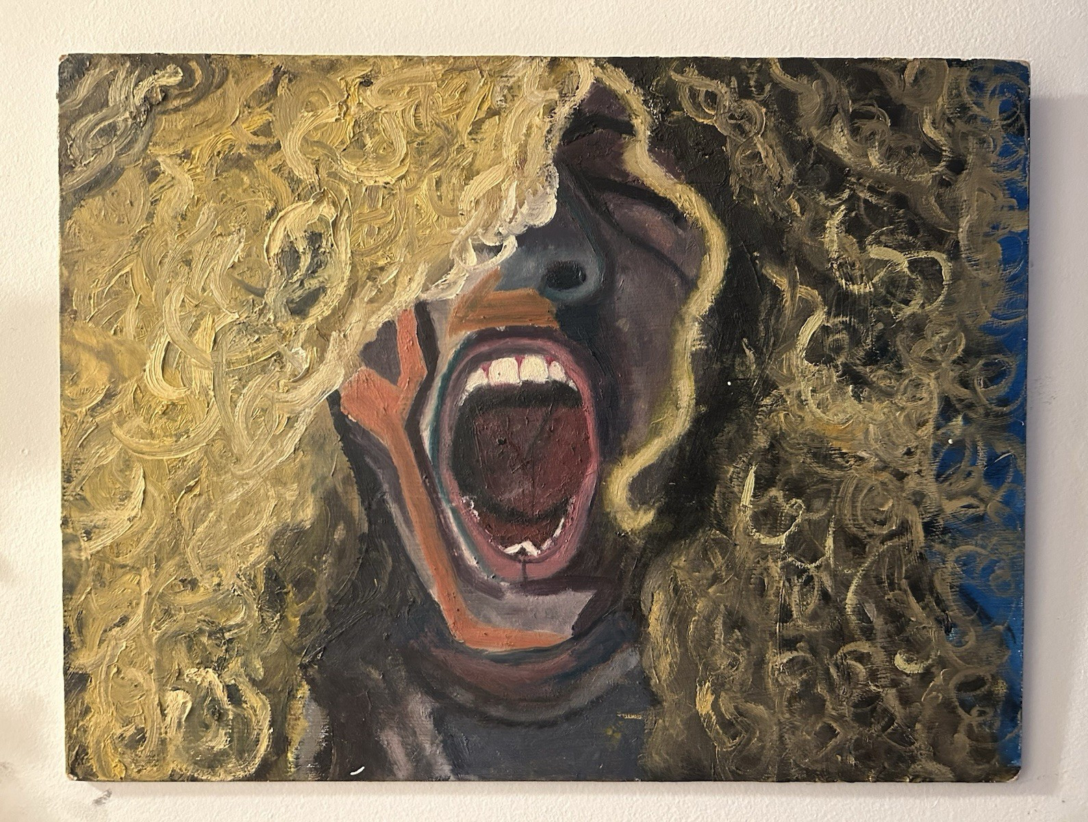 Raw Emotion Original Oil Painting on Wood Panel Expressionism Portrait Signed