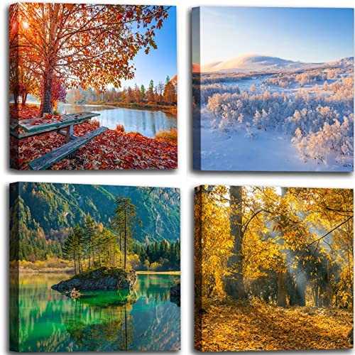 Landscape Canvas Wall Art Decor – Spring Summer 12x12inches*4pcs Four Seasons