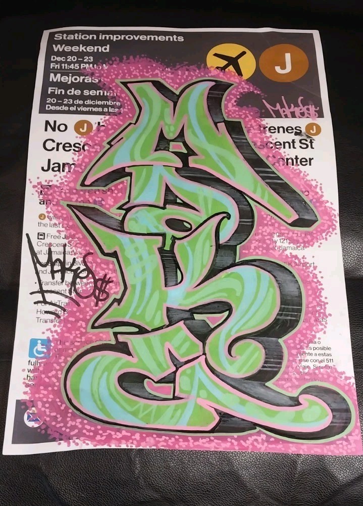 Subway sign Graffiti – New York 6 Train – 11 x 17 Inches – Original