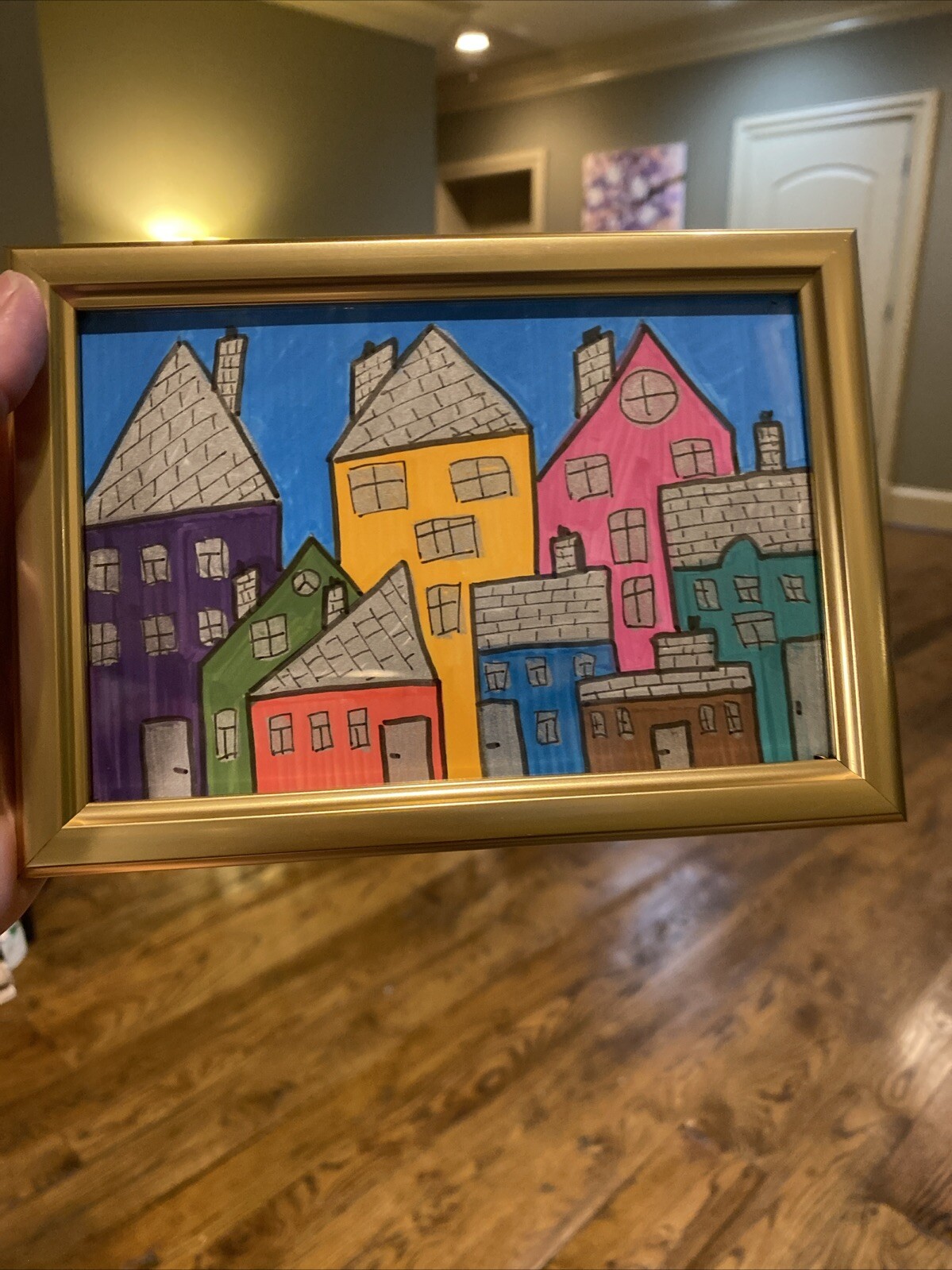 Houses,city,abstract,4/6,painting On Paper,framed