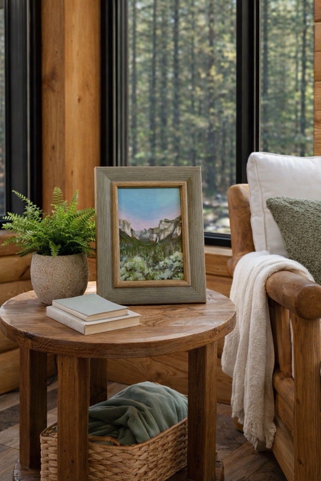 Yosemite Valley Sunset Original Painting Framed 5×7 Mountain Art