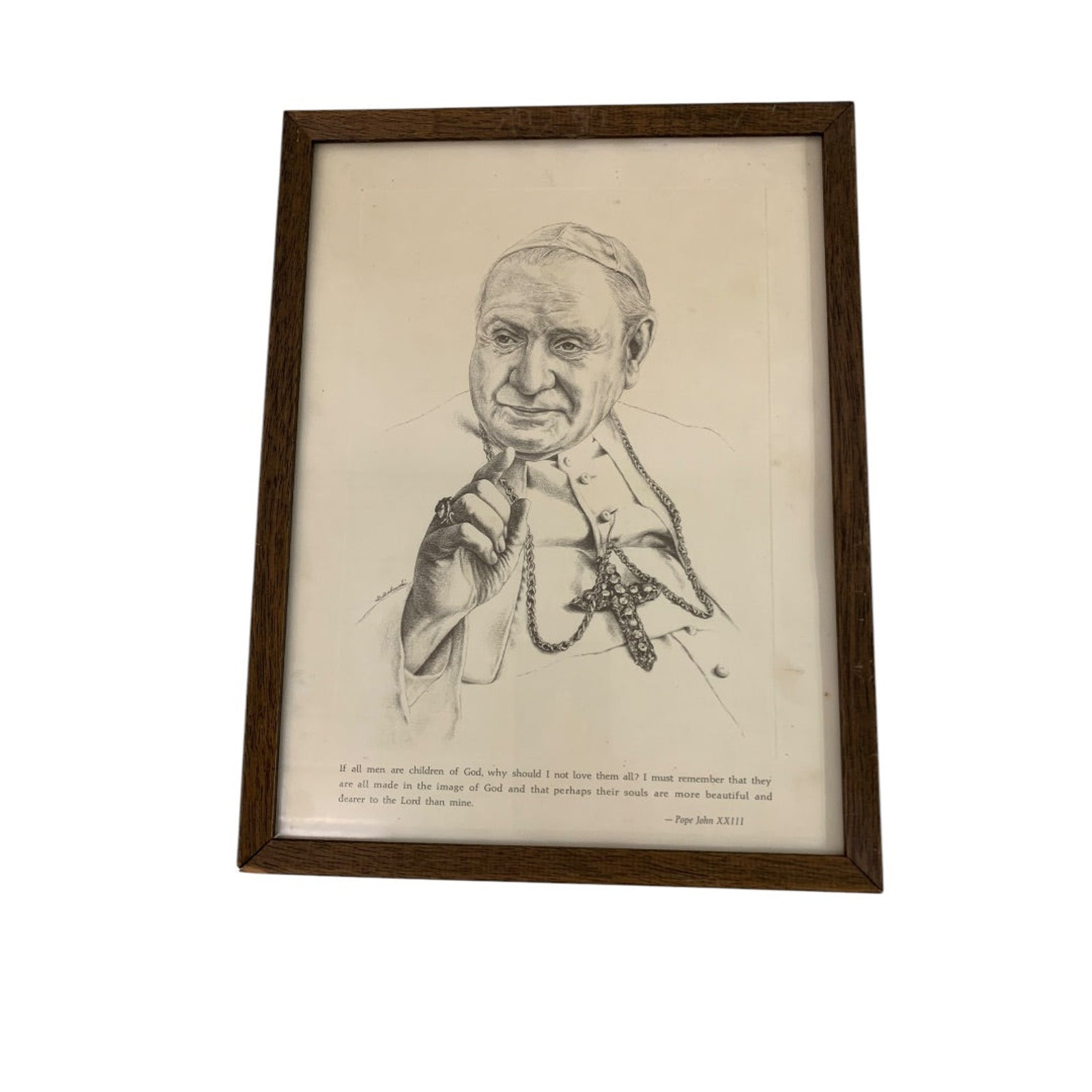 Vintage Pope Jon XXIII Framed Print Souls Quote 12.75″ x 9.75″