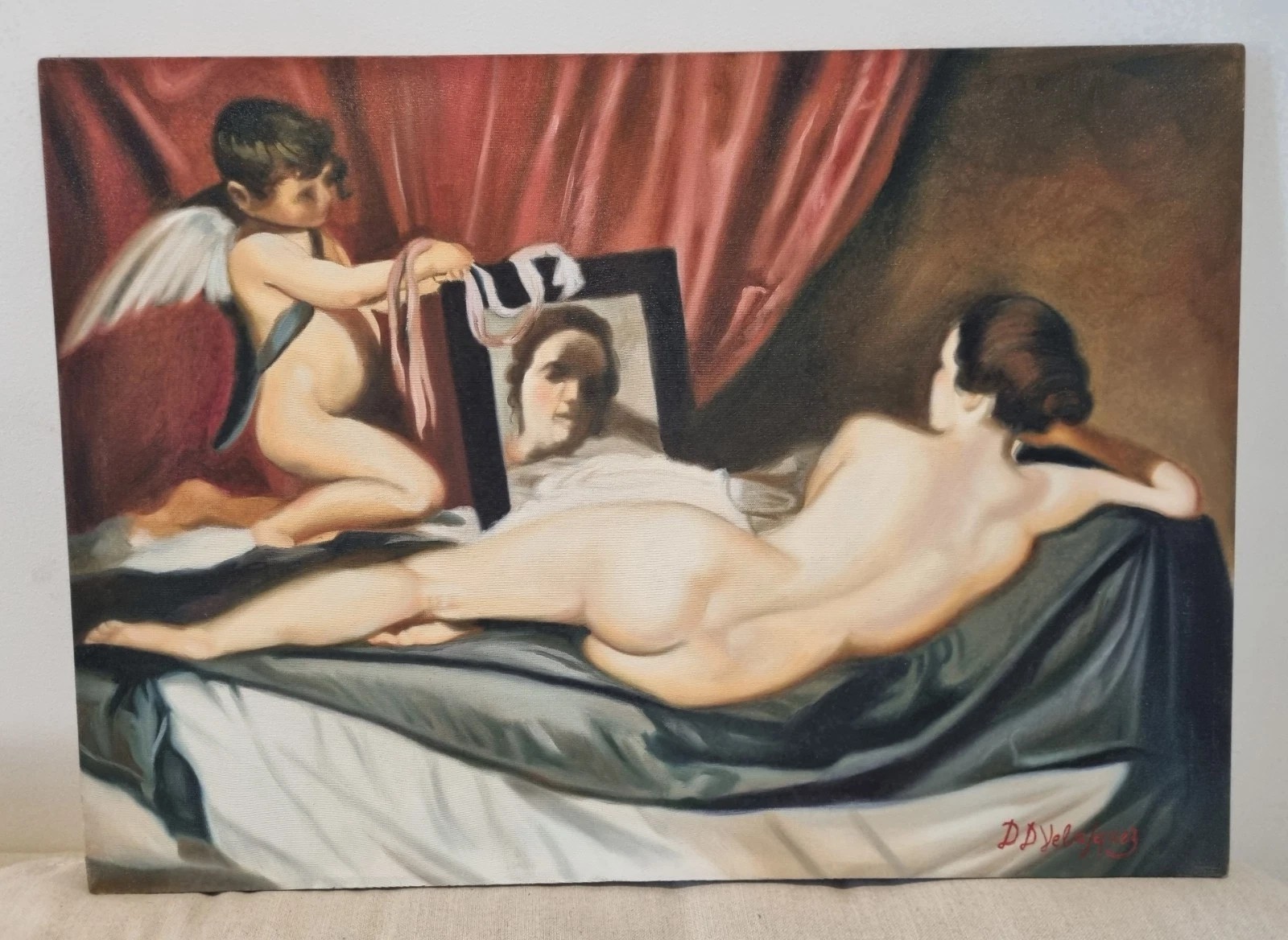 Diego Velazquez, Handmade Oil Painting On Canvas, Signed, Stamped 70cm x 50cm
