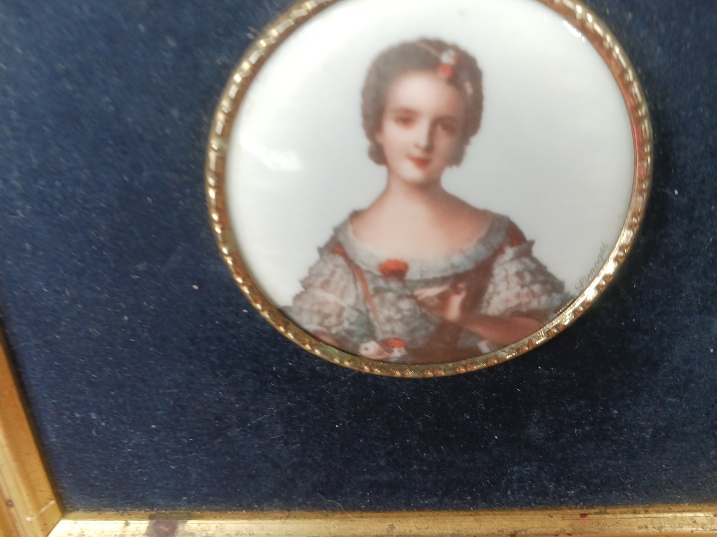 Miniature Painting Cameo Signed Limoges Coffee Tompson Co English Cottage