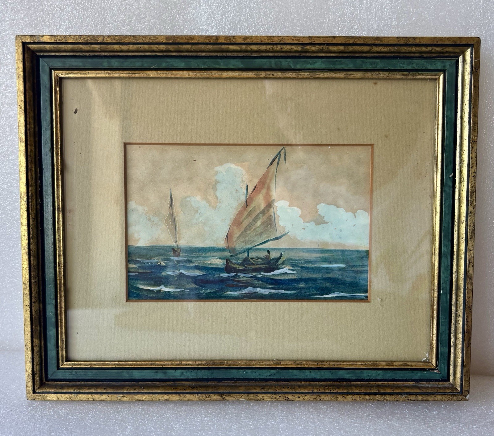 SET OF TWO VINTAGE – WATER COLOR PAINTINGS – WATER SCAPES – BEAUTIFULY FRAMED!