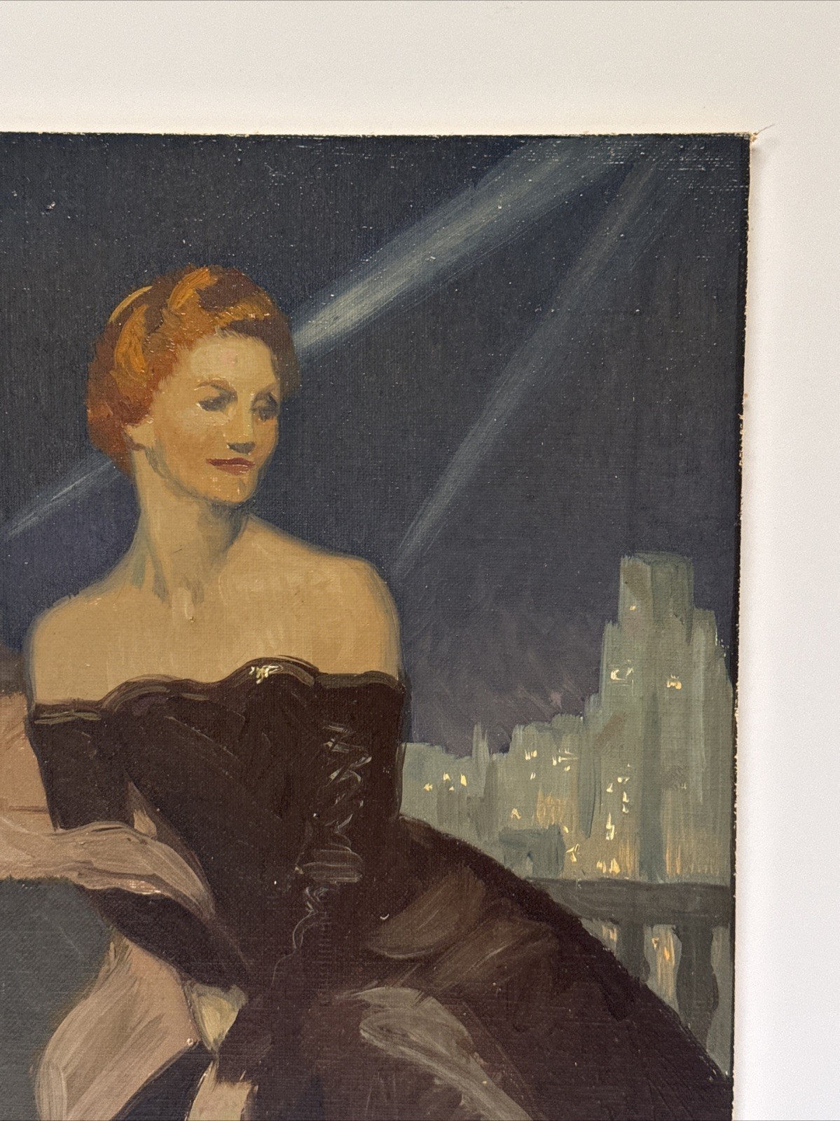 Antique Painting Portrait Woman Women Female Model Art Deco Cityscape Mystery
