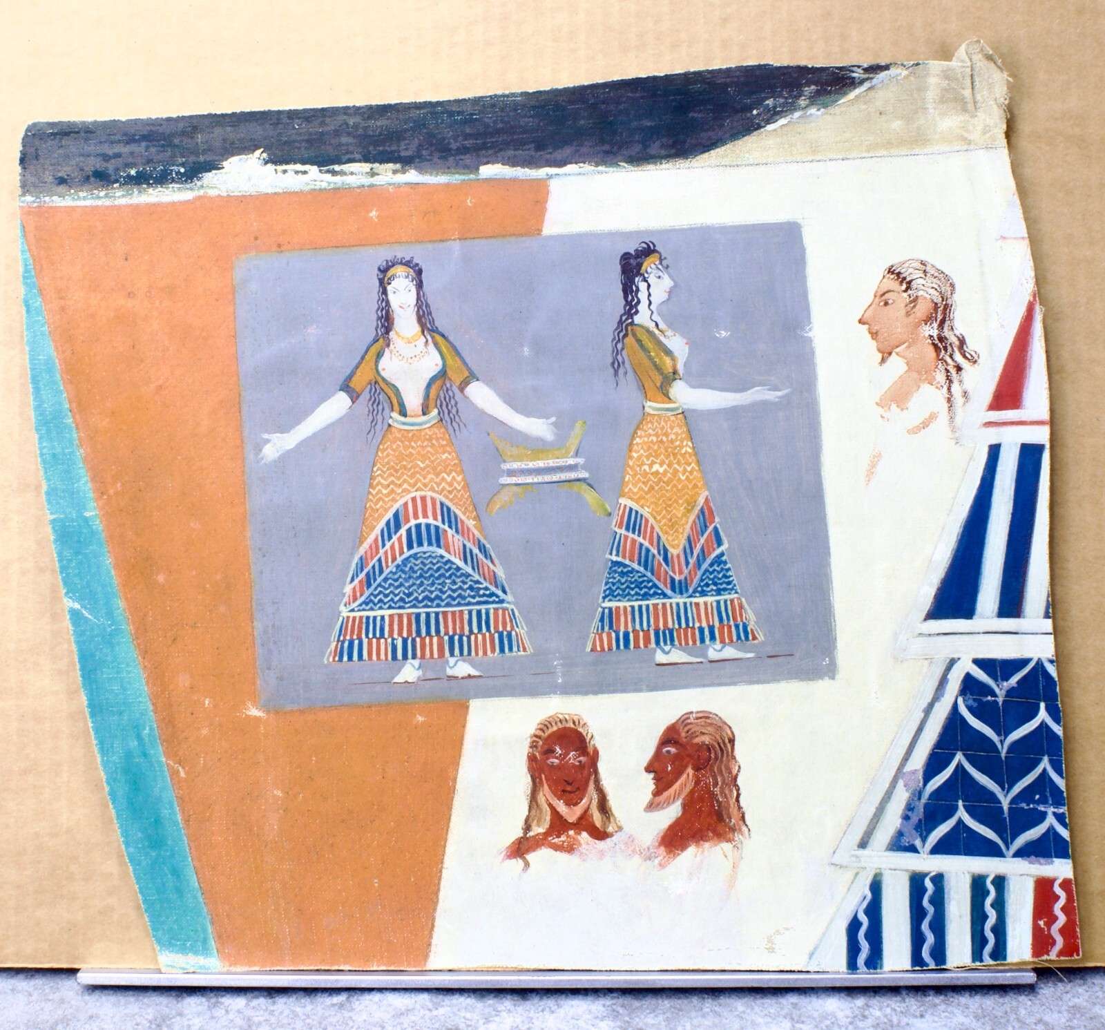Sir Arthur Evans Knossos Crete Candia Antique Painting F.C. Statra Minoan Art