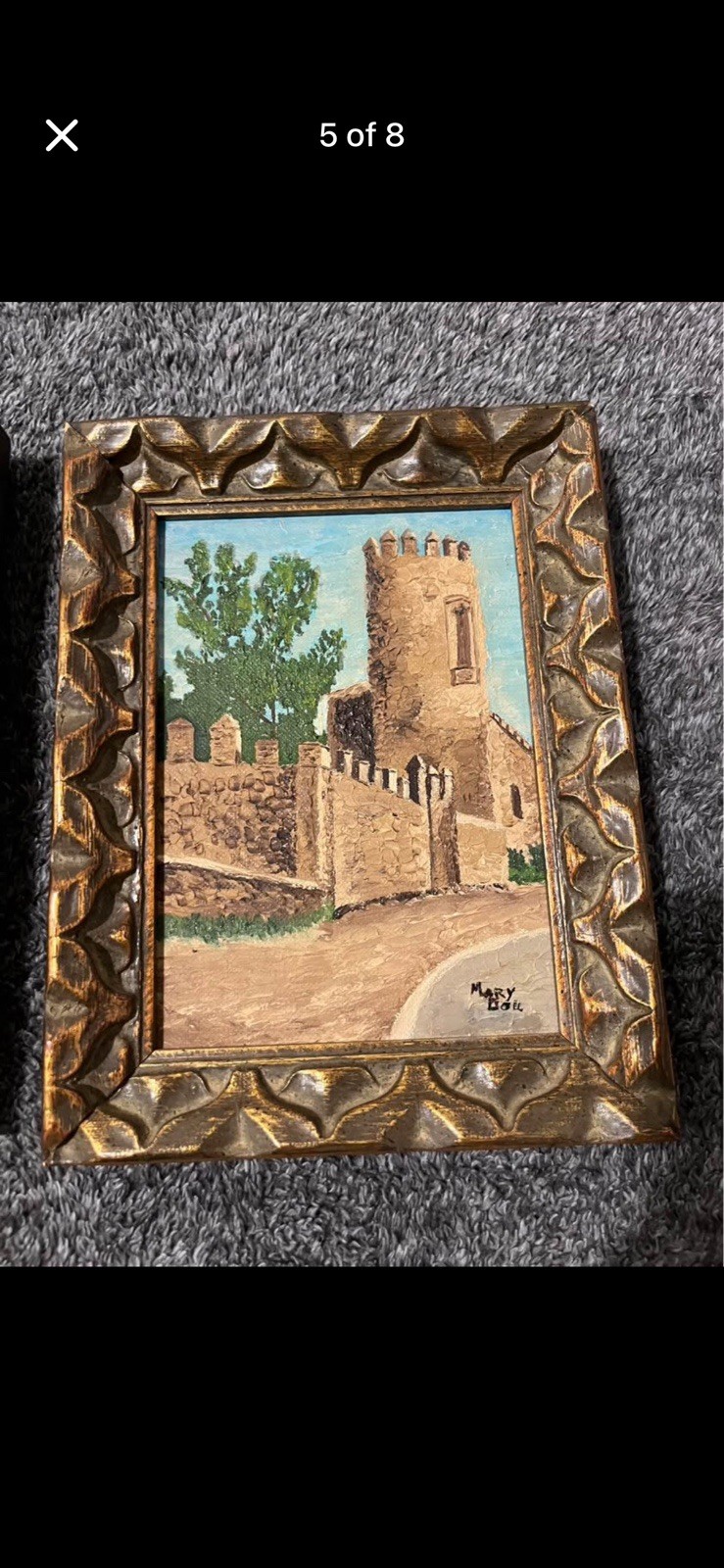 Vintage Mid‑Century Old World Architecture Oil Paintings Set Of 4 Castle Spain