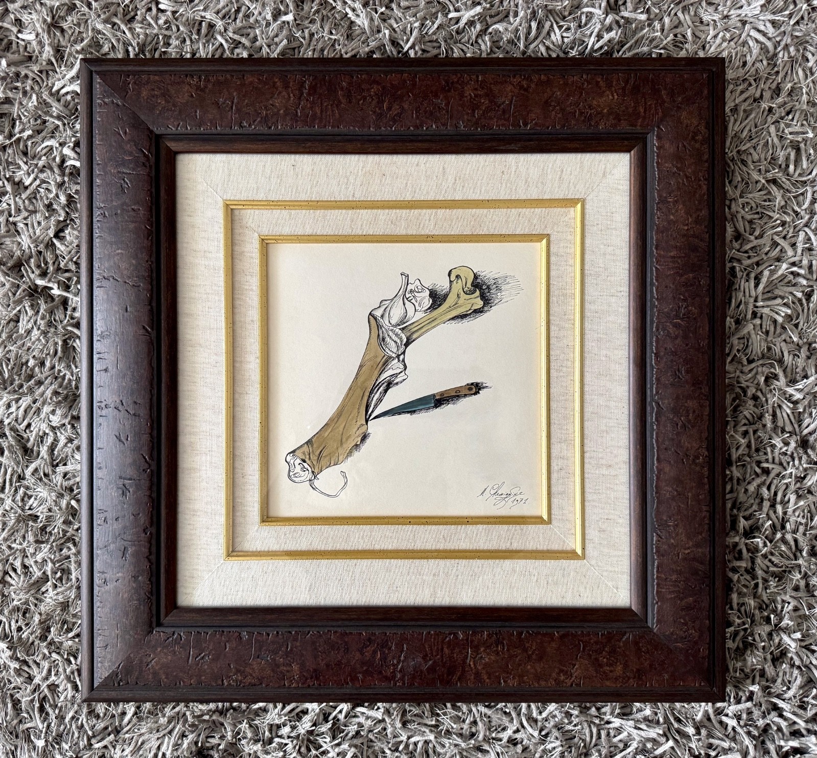 MIHAIL CHEMIAKIN INDIA INK & GOUACHE PAINTING COA 1971 GALLERY FRAMED ORIGINAL