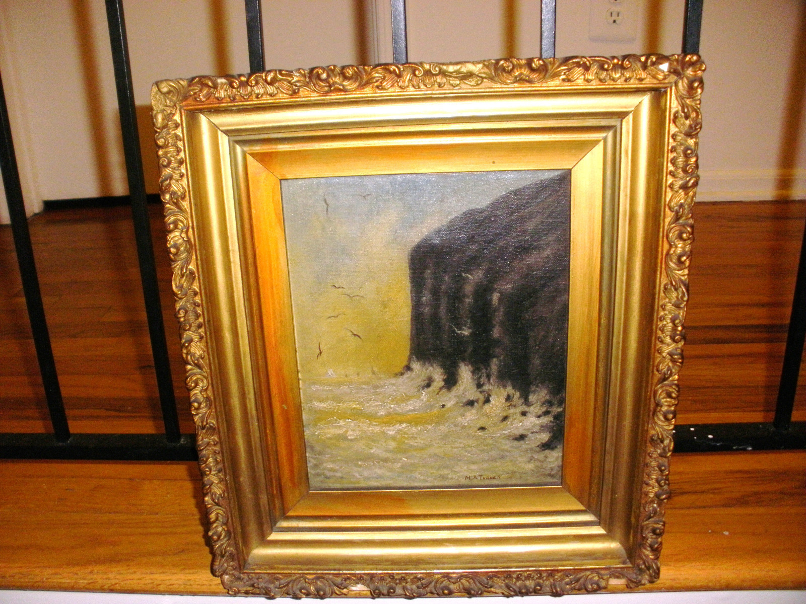 Nice antique impressionist oil on canvas painting seascape by artist M,A Turner