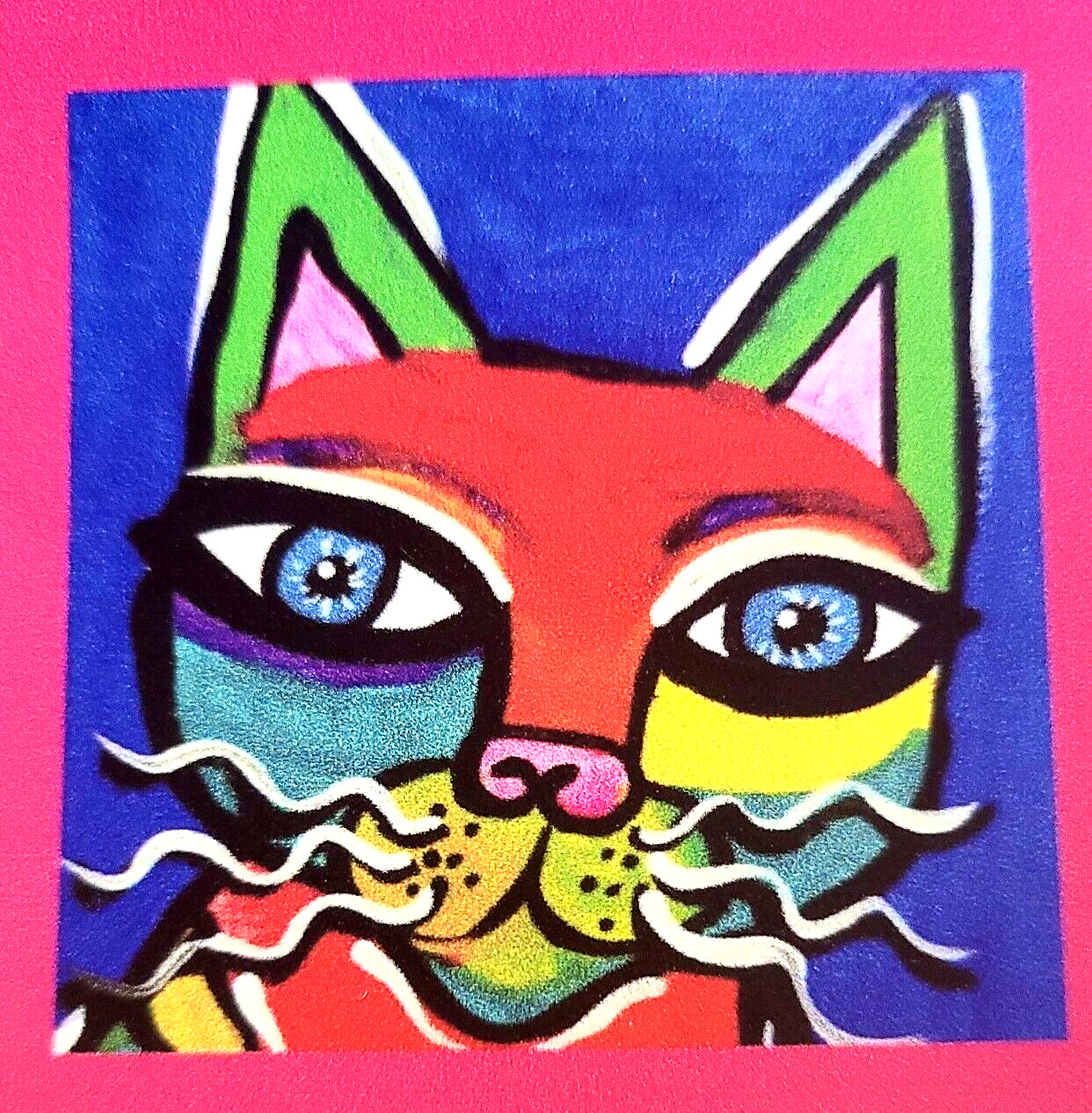 «NEW» NOT ACEO ABSTRACT CAT» 2.5X2.5 ART MAGNET 2000-now