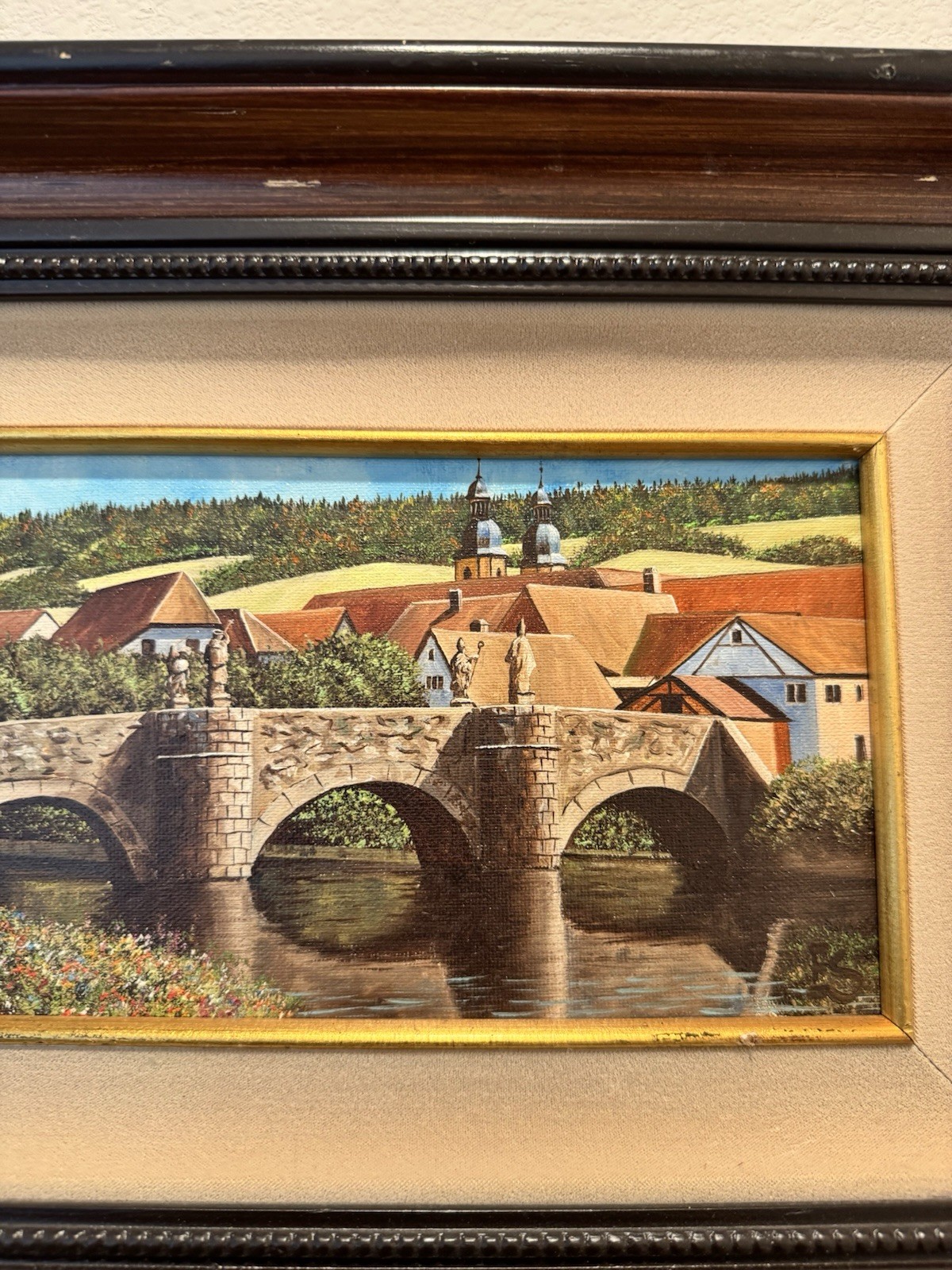 EUGENE SCHMIDT Original Bridge Over the LANDSCAPE SANTA BARBARA Oil Canvas COA