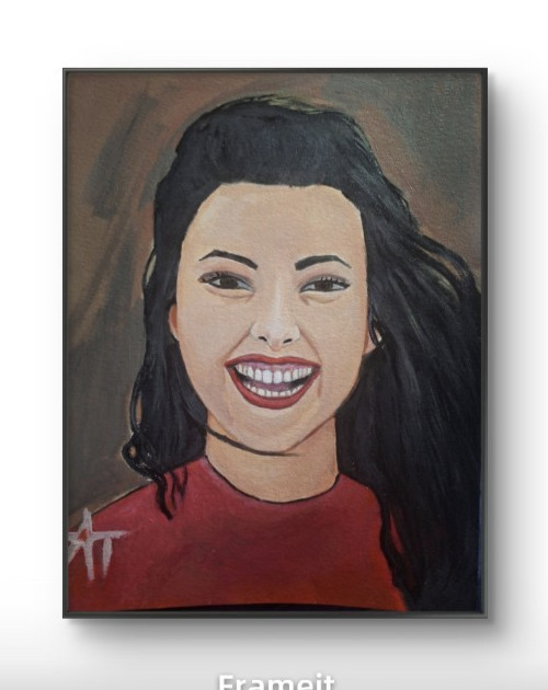 Contemporary Smiling Woman Acrylics 9×12 Canvas Paper