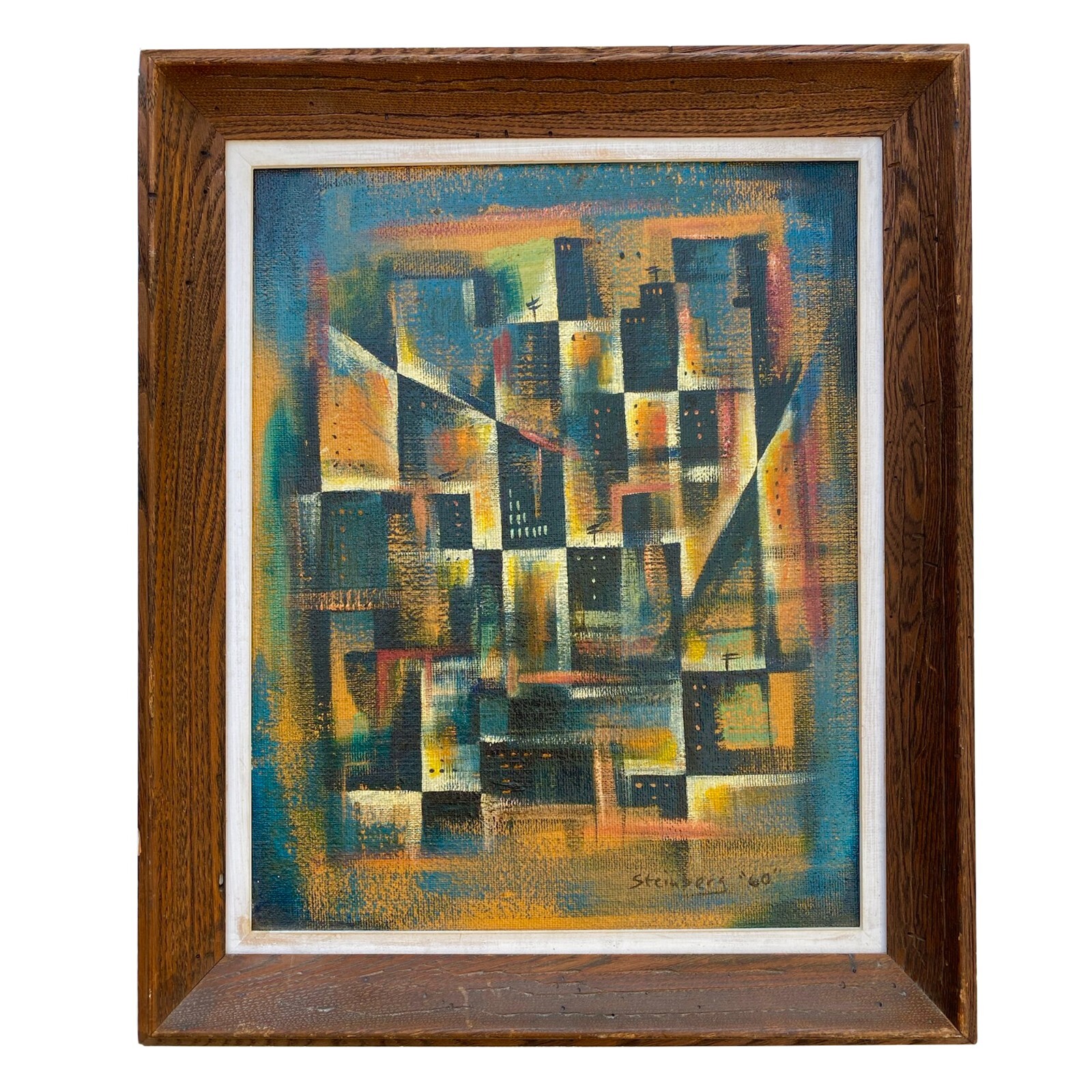Vintage 1960 Original Abstract Painting by Roy Steinberg