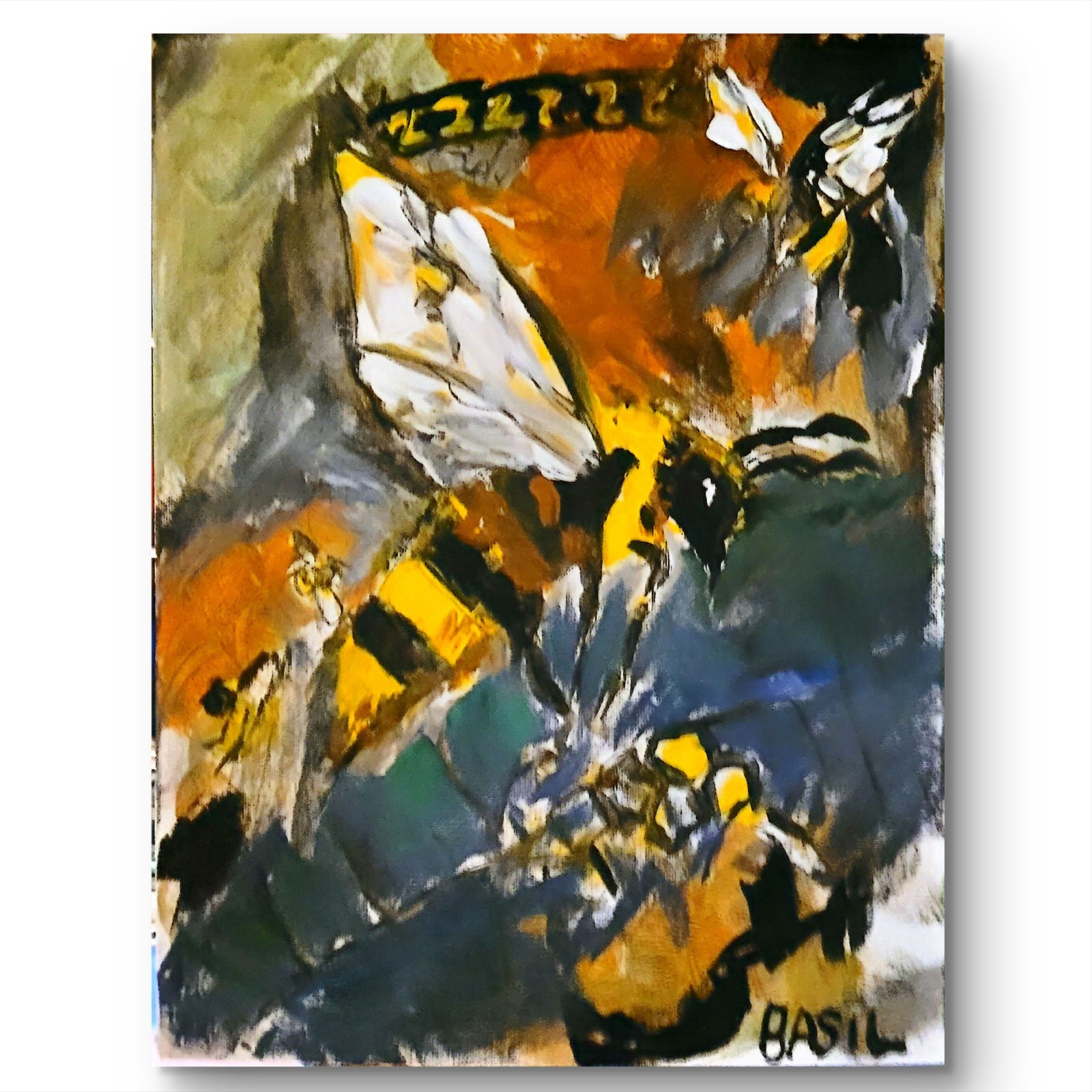 Bee Unique Abstract Expressionism Wall Art Canvas Board 11×14