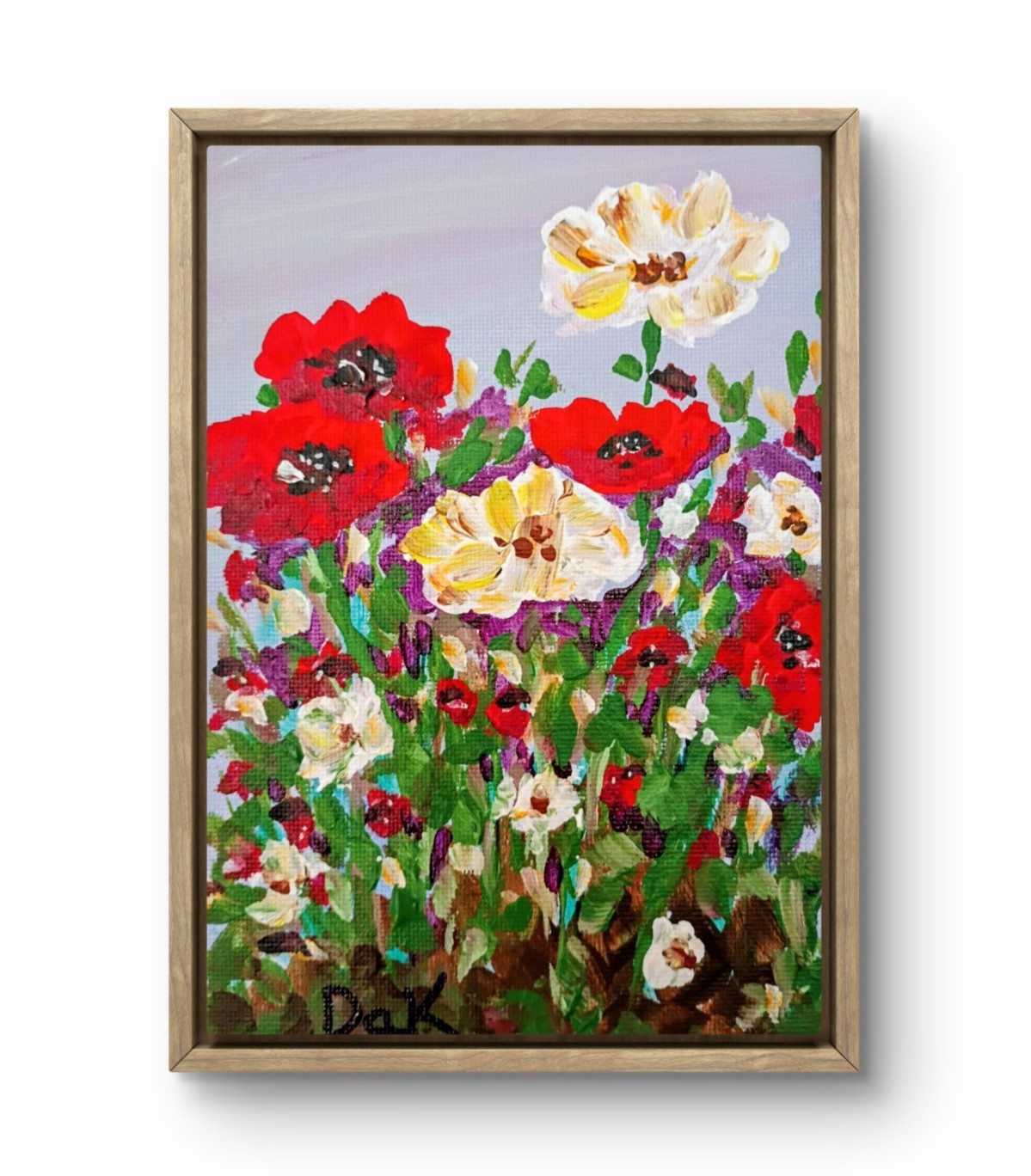 Red Poppies 5×7 Canvas Original Art Expressionism Abstract Floral Spring Flowers