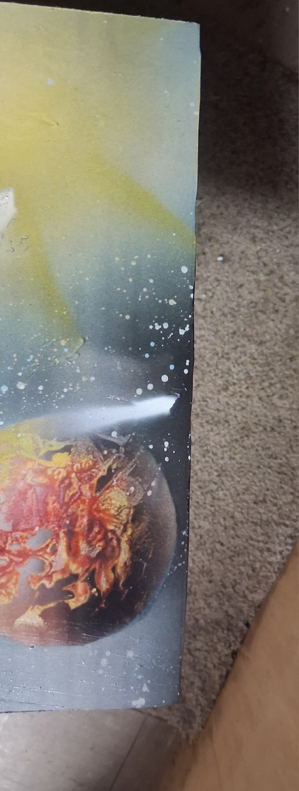 Signed Abstract Outer Space Planets & Stars Painting Unframed, single piece